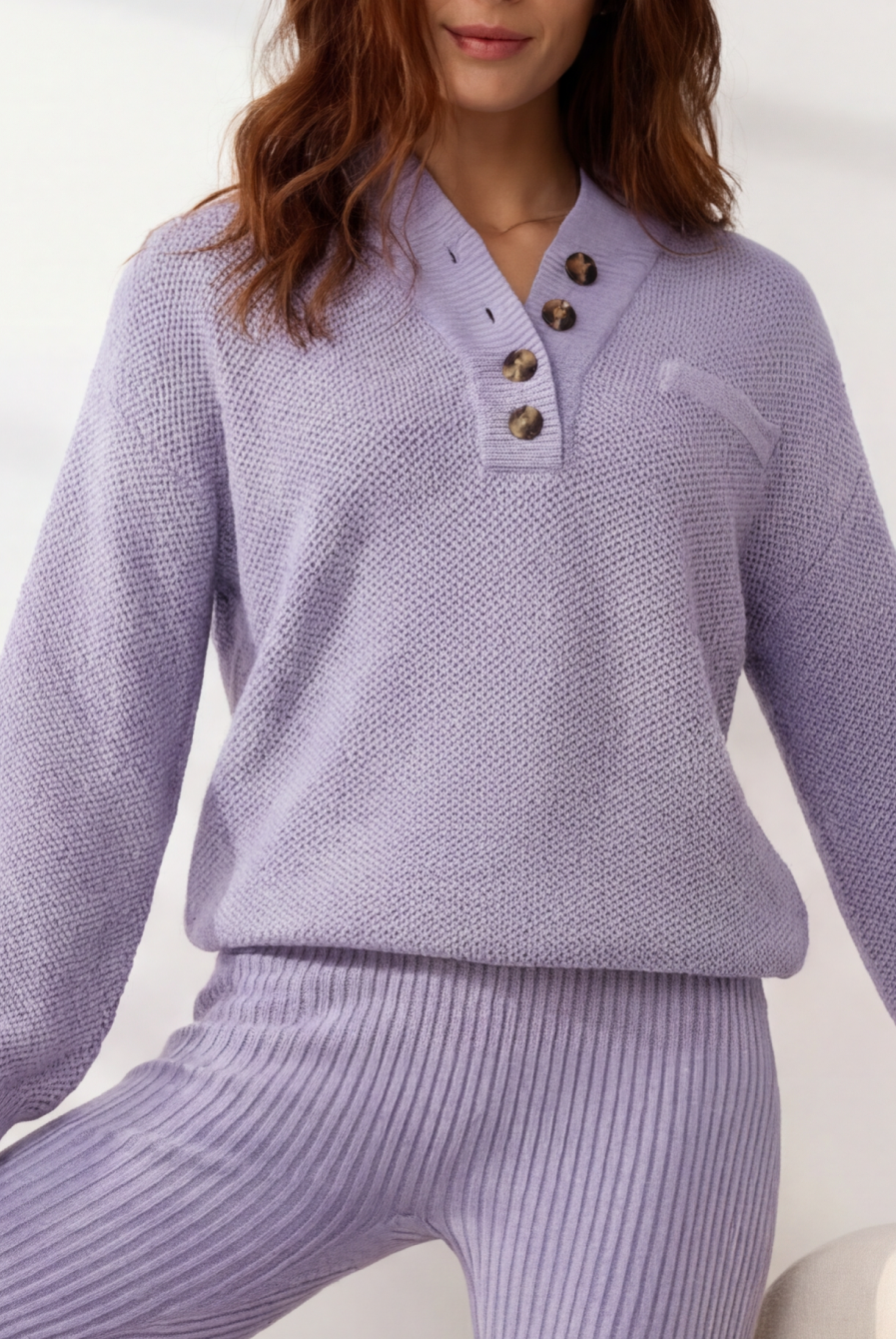 Lunya Loungewear Cottonsilk™ Pocket Henley - #Serene Violet