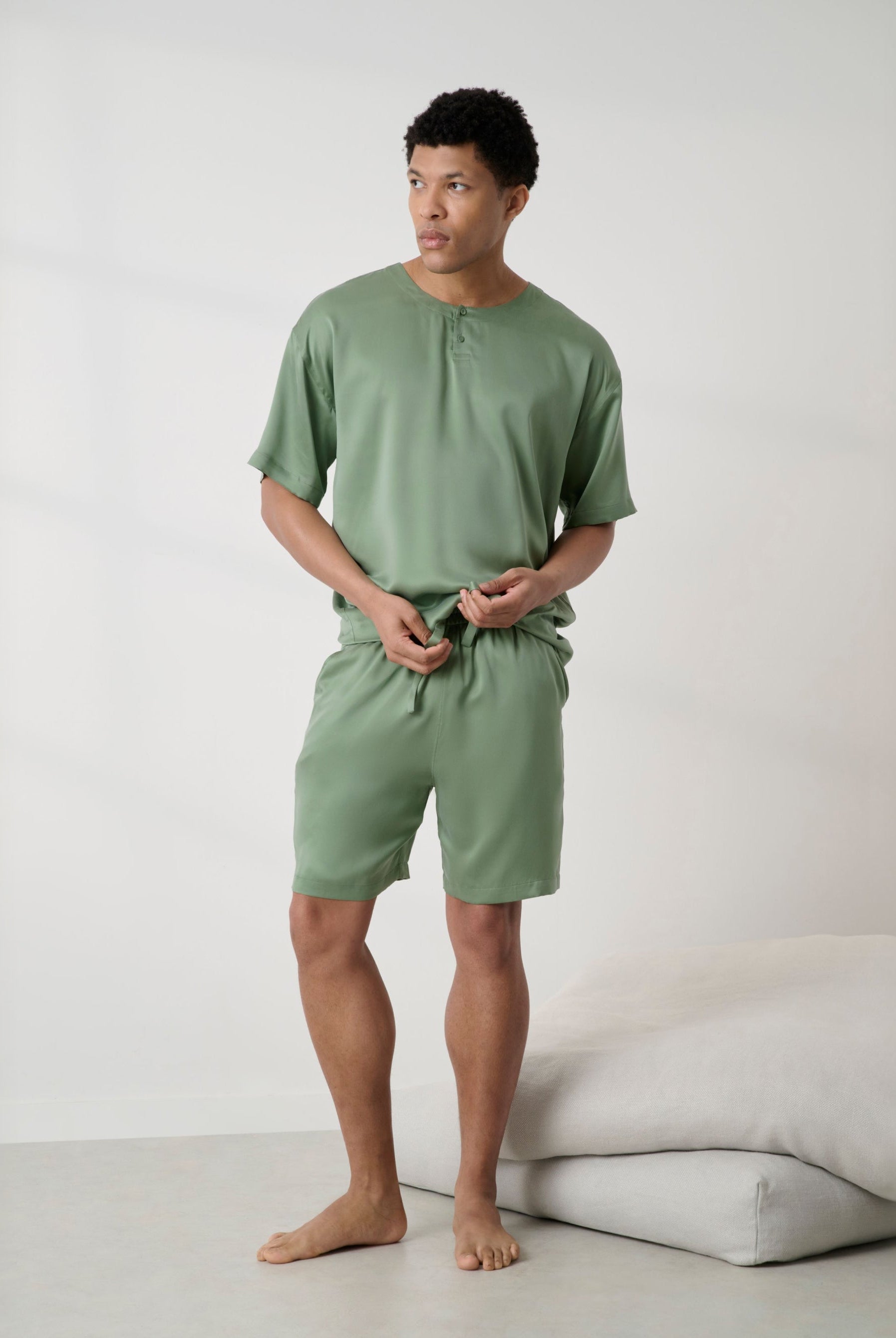 Lunya Men's Pajamas - MEN’S WS SHORT SET - #Garden Moss
