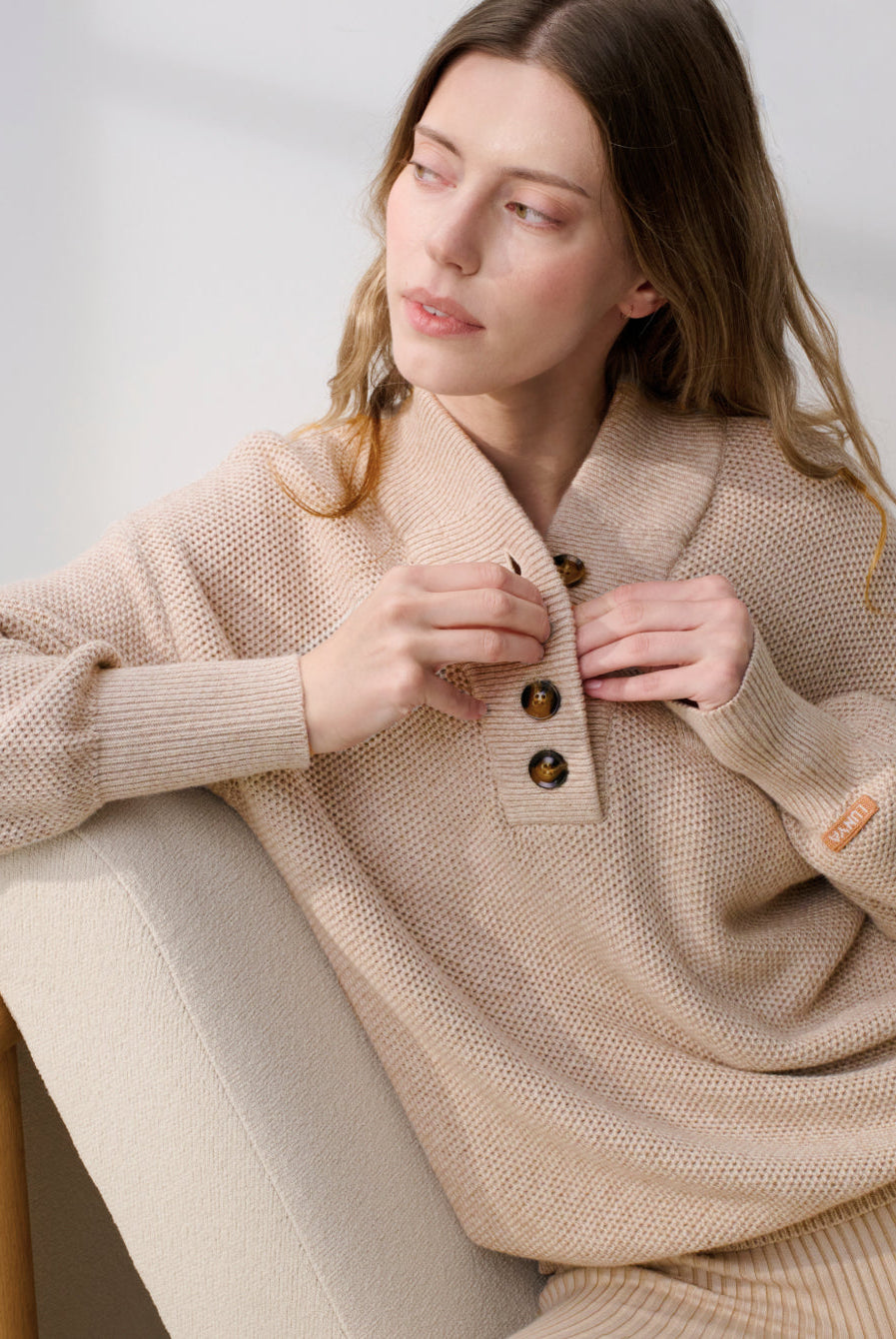 Lunya Loungewear Cottonsilk™ Pocket Henley - #Oat Marl