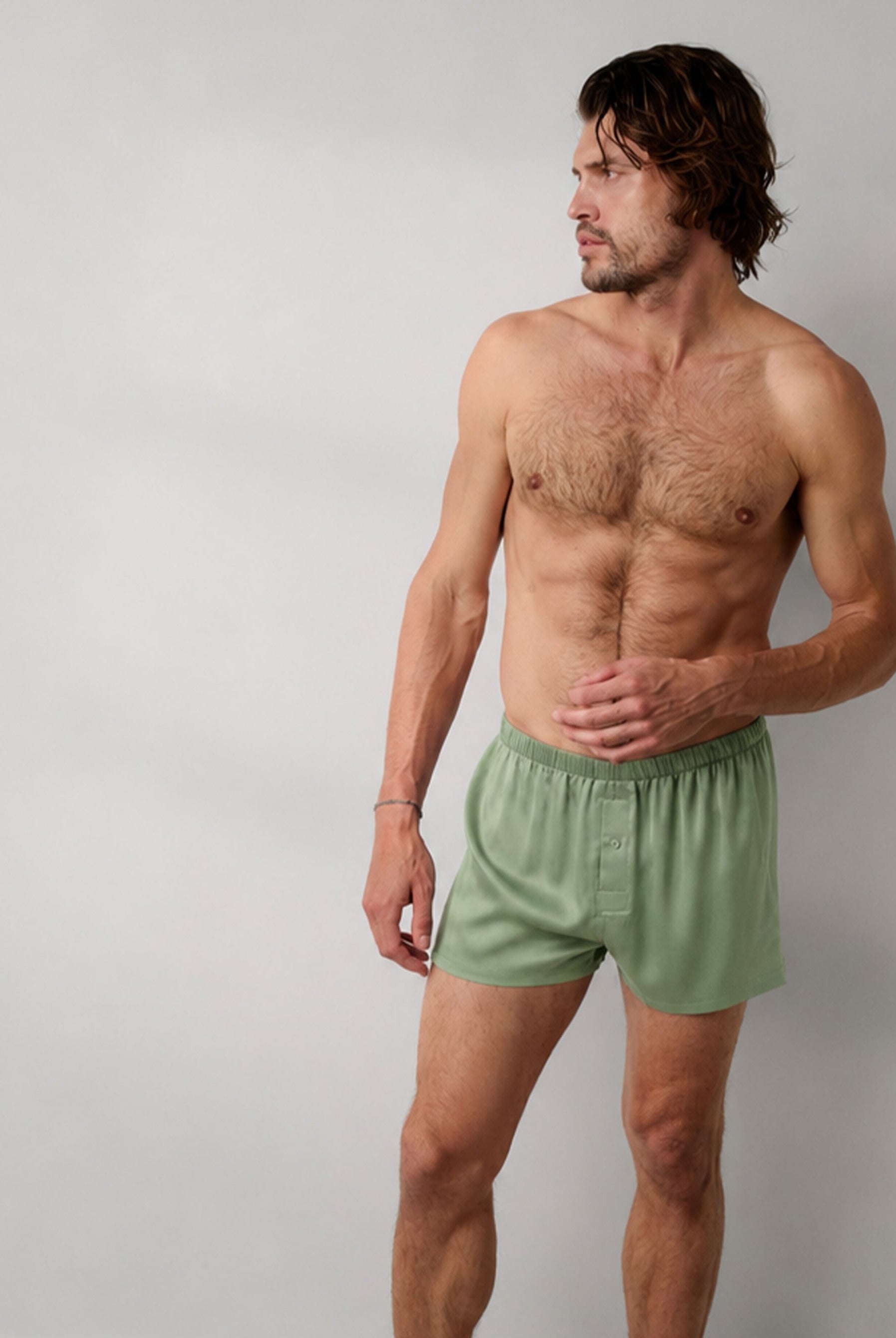 Lunya Men's Boxer - Men's Washable Silk Boxer - #Garden Moss
