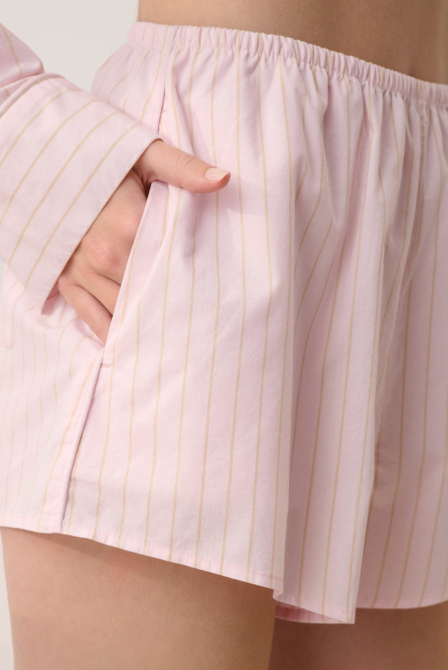 Lunya Pajamas - AIRY COTTON PIPED SHORT #ROSEWATER STRIPE