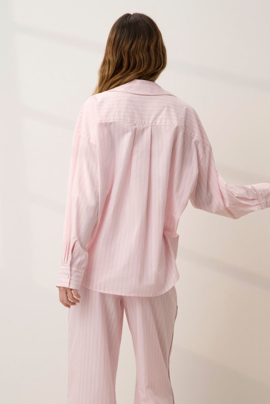 Lunya Pajamas - AIRY COTTON PIPED BUTTON DOWN #ROSEWATER STRIPE