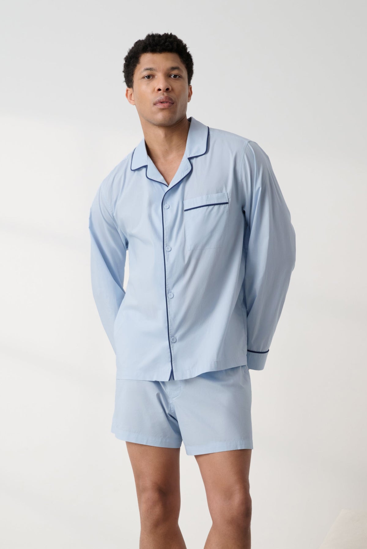 Lunya Men's Boxer - Men's Airy Cotton BOXER - #Still Blue/Deep Blue