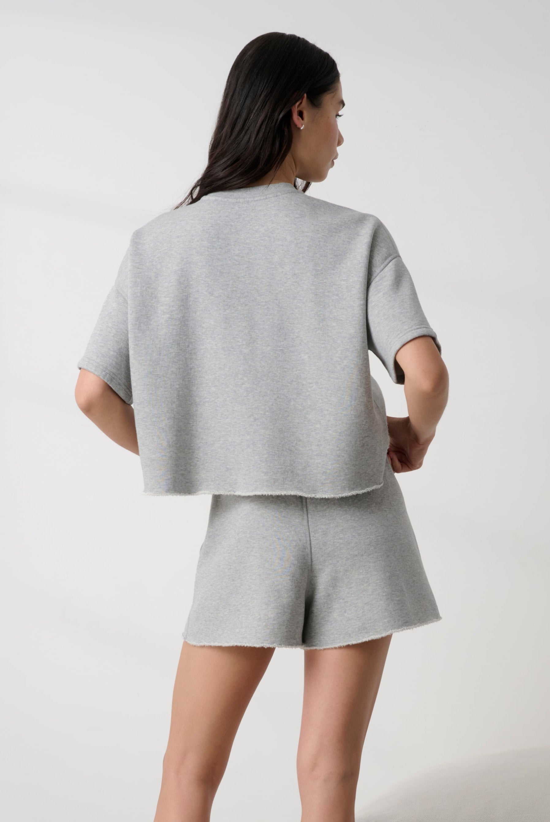 Lunya loungewear - SILKSWEATS™ MIDWEIGHT REVERSIBLE SHORT #NAPPING DOVE HEATHER