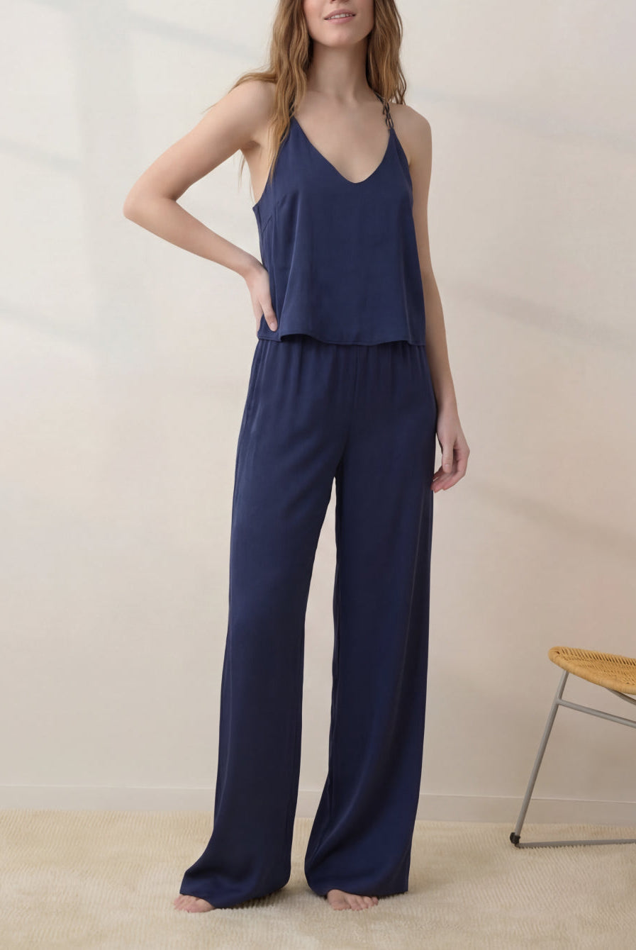 Lunya Pajamas - WASHABLE SILK BIAS CAMI PANT SET #DEEP BLUE