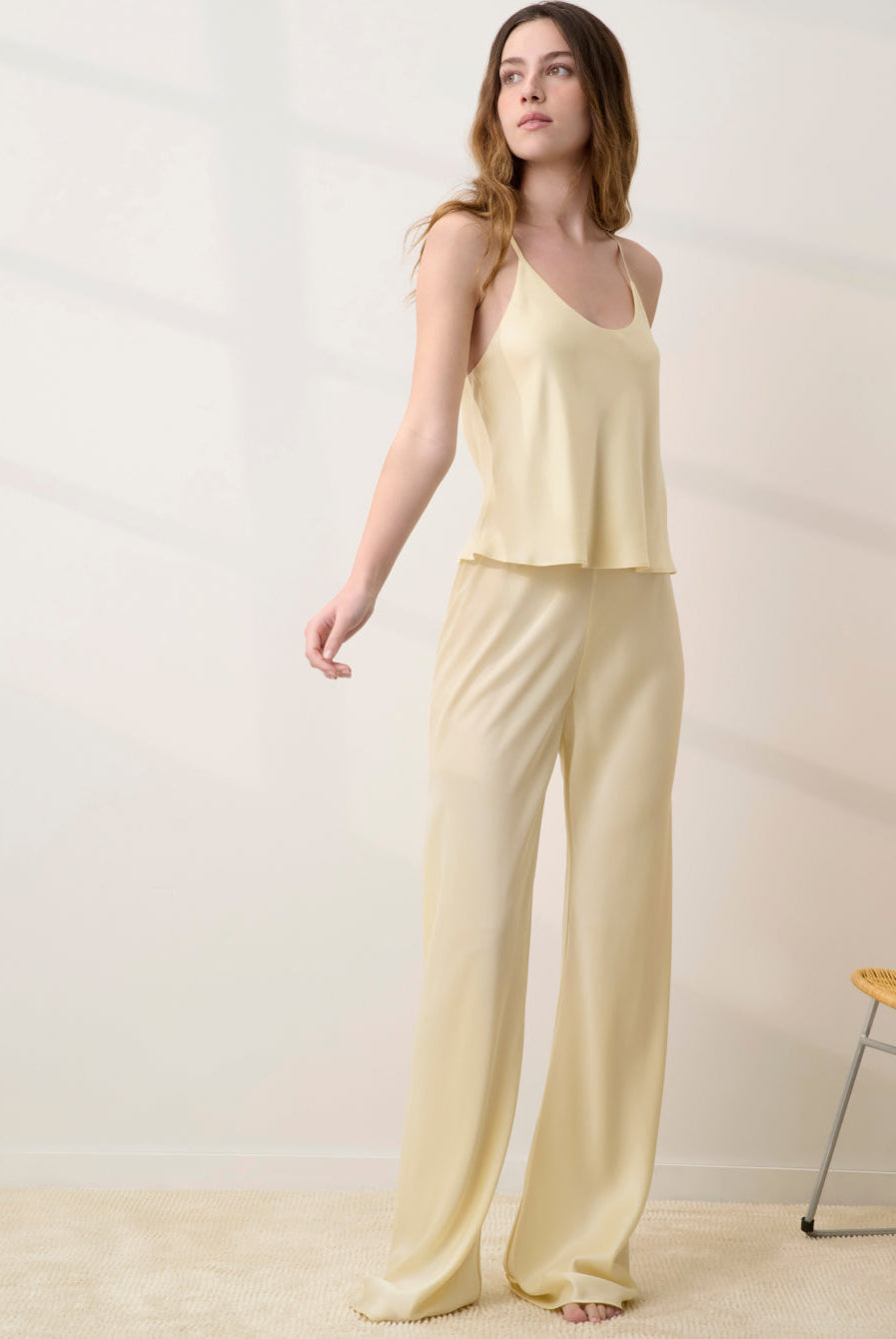 Lunya Pajamas - WASHABLE SILK BIAS CAMI PANT SET #FRENCH BUTTER