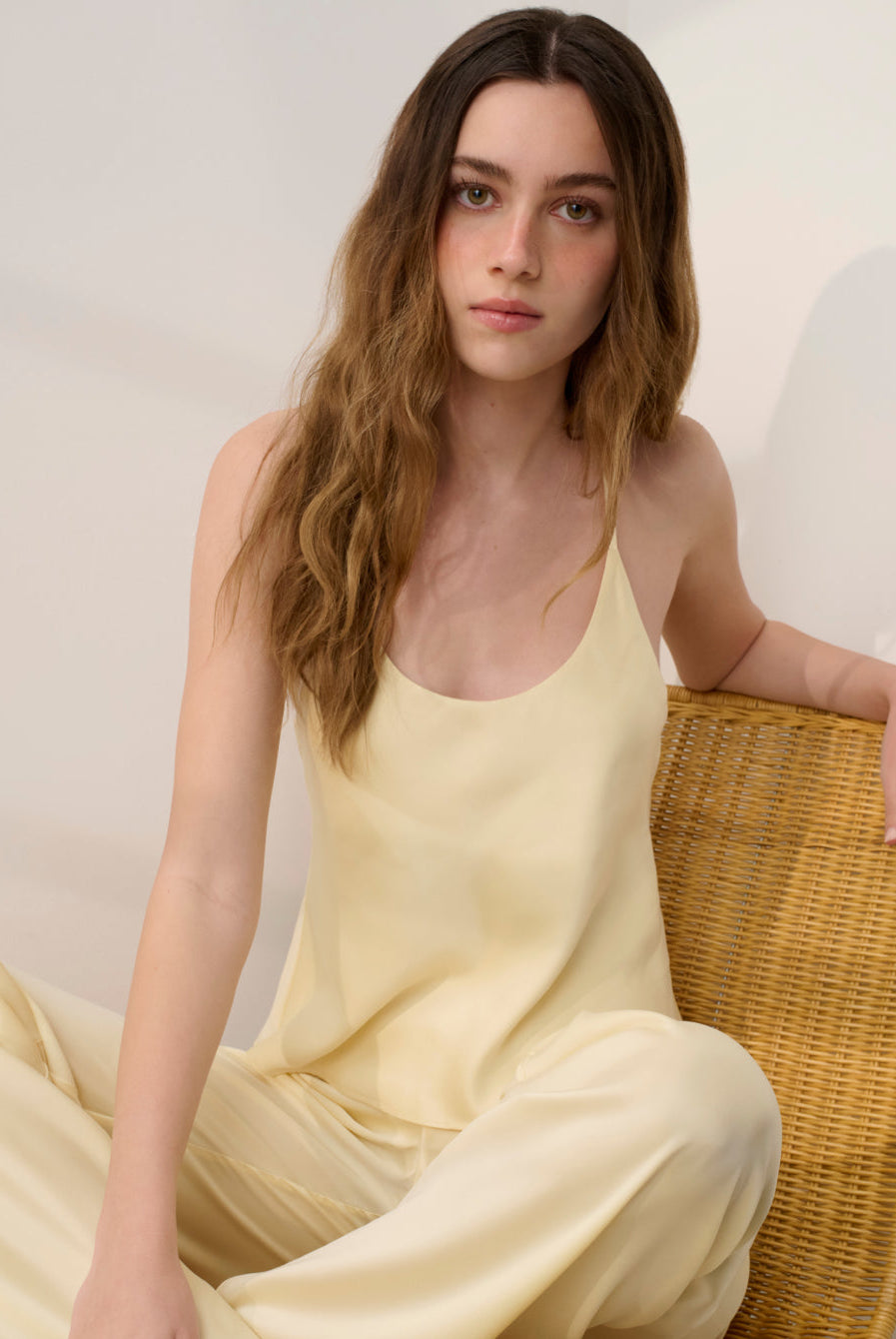 Lunya Pajamas - WASHABLE SILK BIAS CAMI PANT SET #FRENCH BUTTER