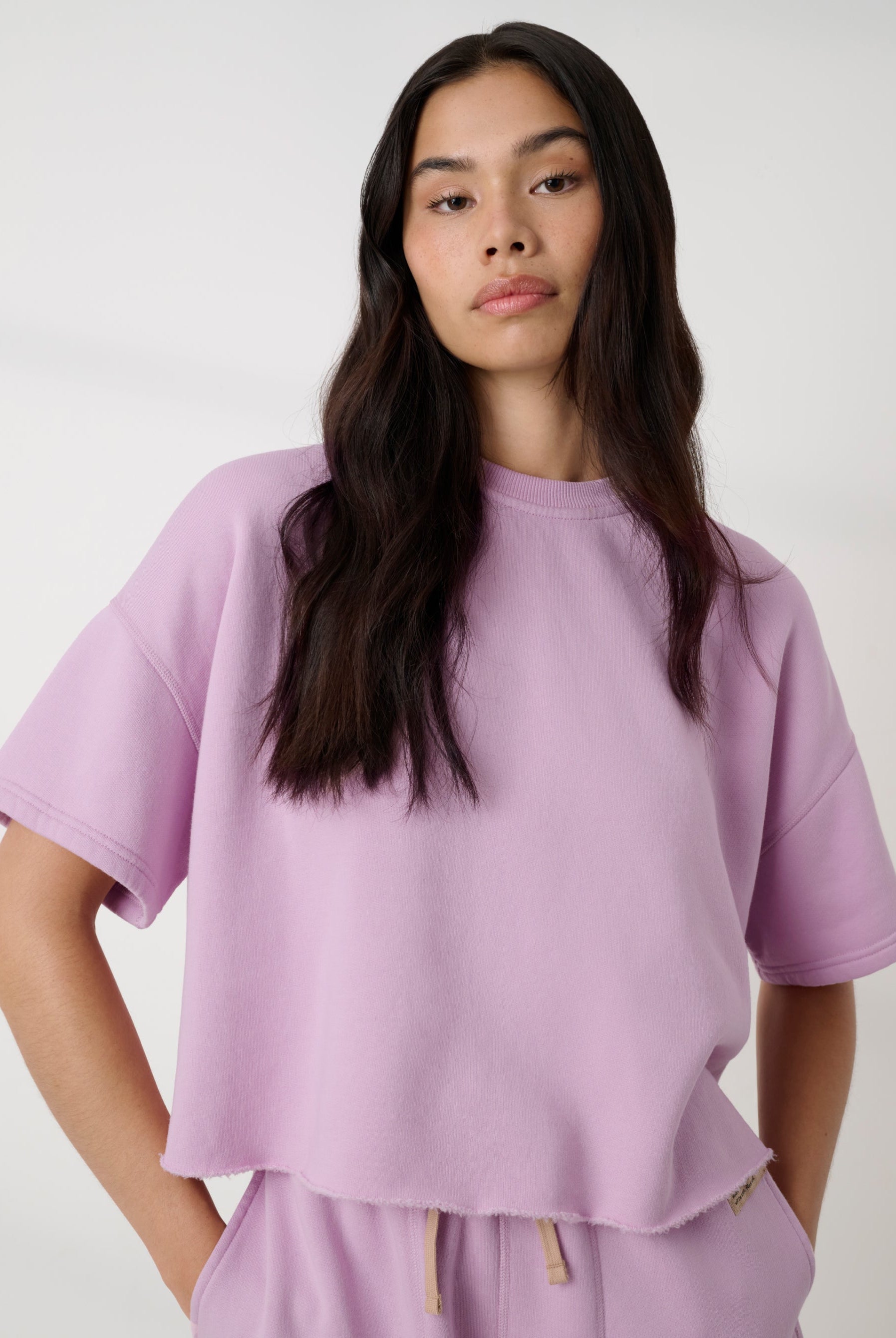 Lunya loungewear - SILKSWEATS™ MIDWEIGHT REVERSIBLE SHORT SLEEVE #BLUSHED LAVENDER