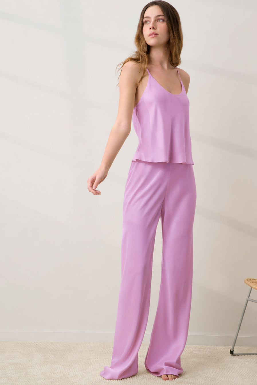 Lunya Pajamas - WASHABLE SILK BIAS CAMI PANT SET #lilac bloom