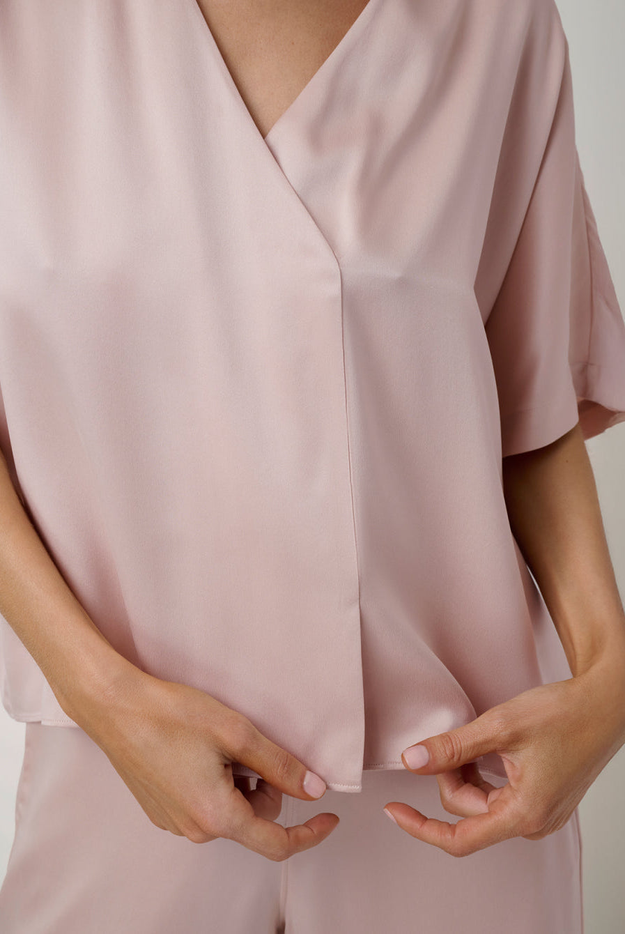 Lunya Pajamas Washable Silk Crossover Pant Set - #Delicate Pink