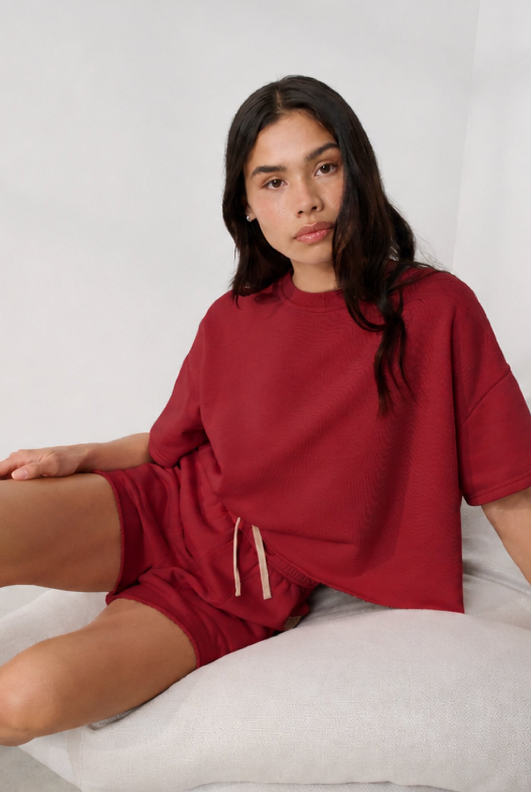 Lunya loungewear - SILKSWEATS™ MIDWEIGHT REVERSIBLE SHORT SLEEVE #CHILI PEPPER