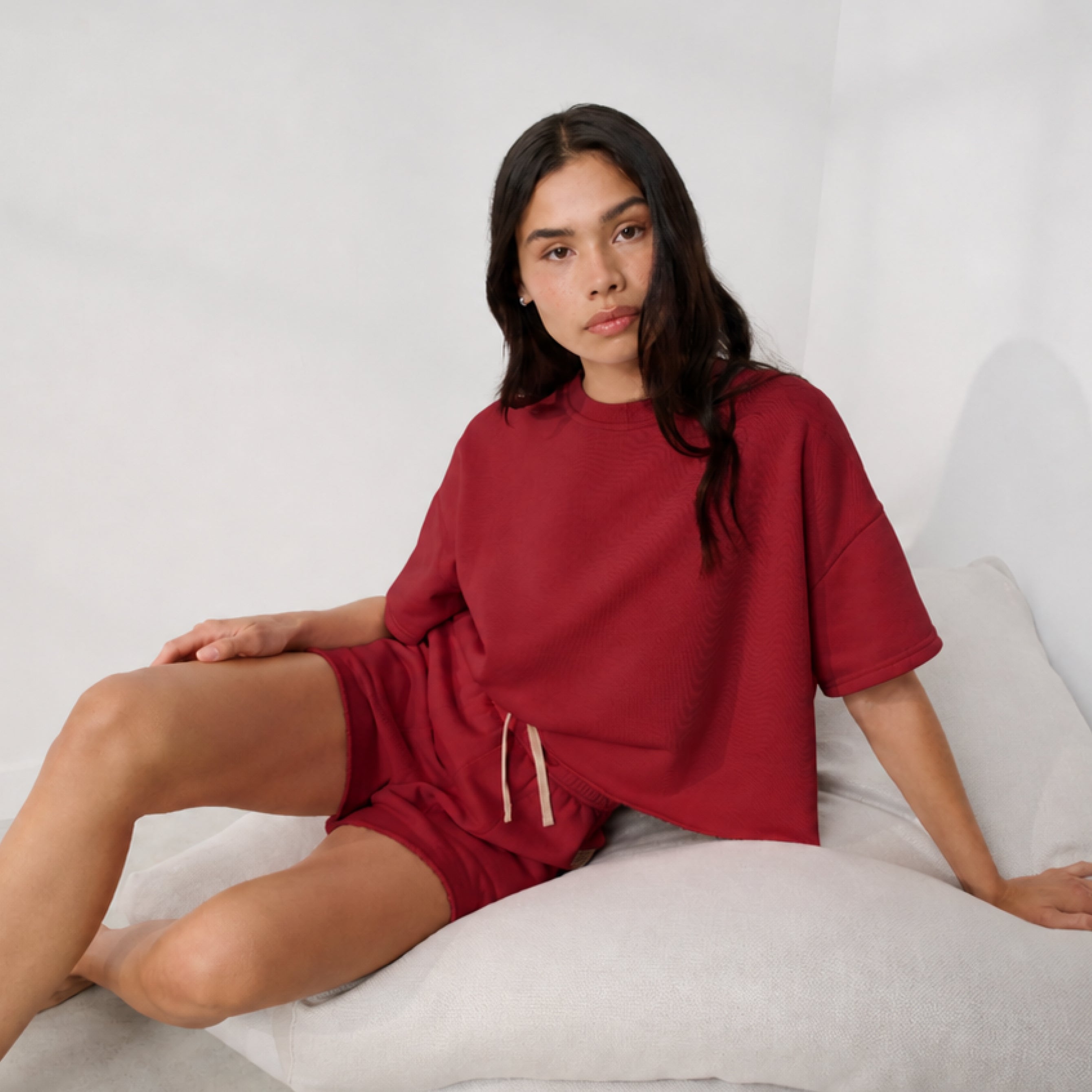 Lunya loungewear - SILKSWEATS™ MIDWEIGHT REVERSIBLE SHORT SLEEVE #CHILI PEPPER
