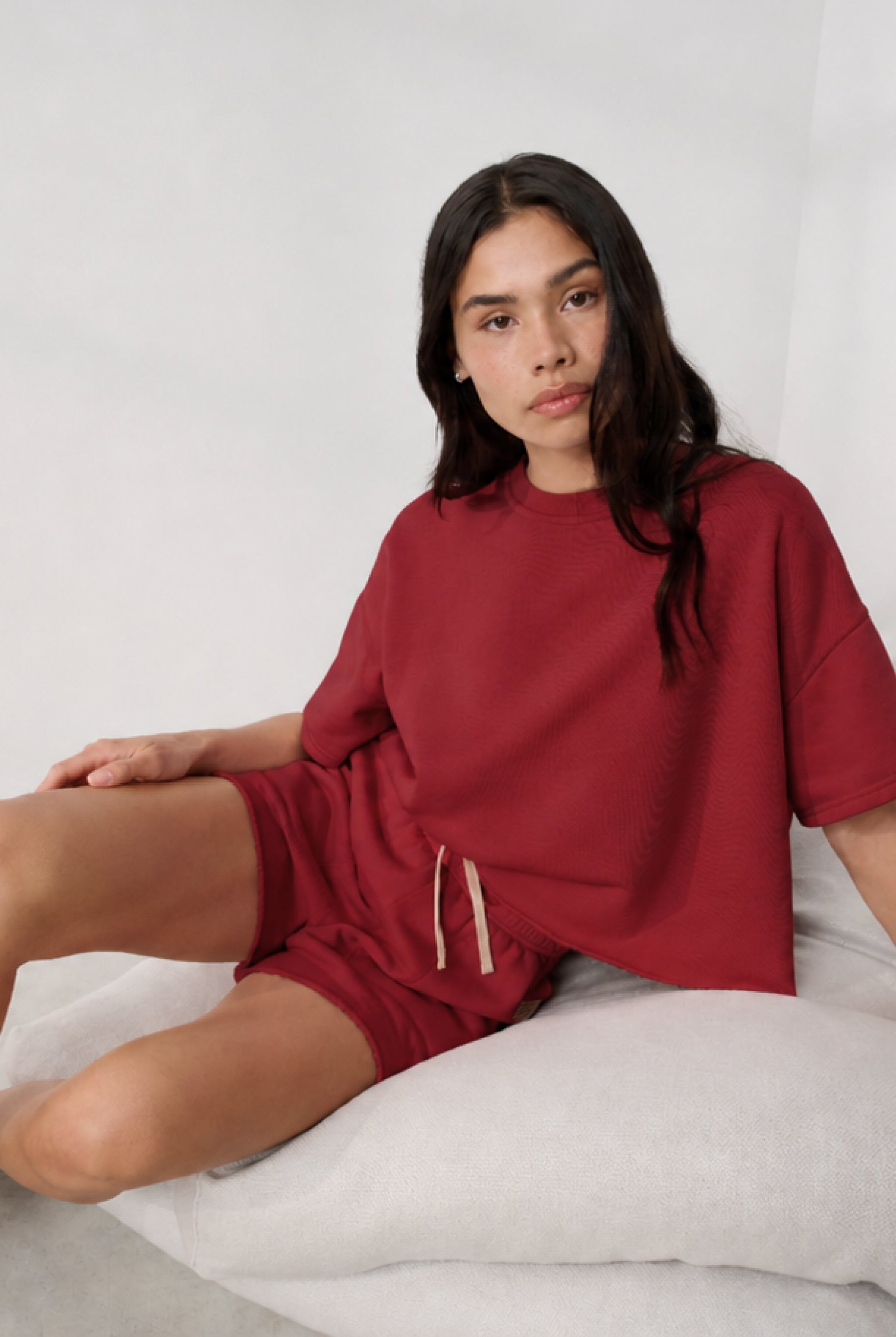 Lunya loungewear - SILKSWEATS™ MIDWEIGHT REVERSIBLE SHORT #CHILI PEPPER