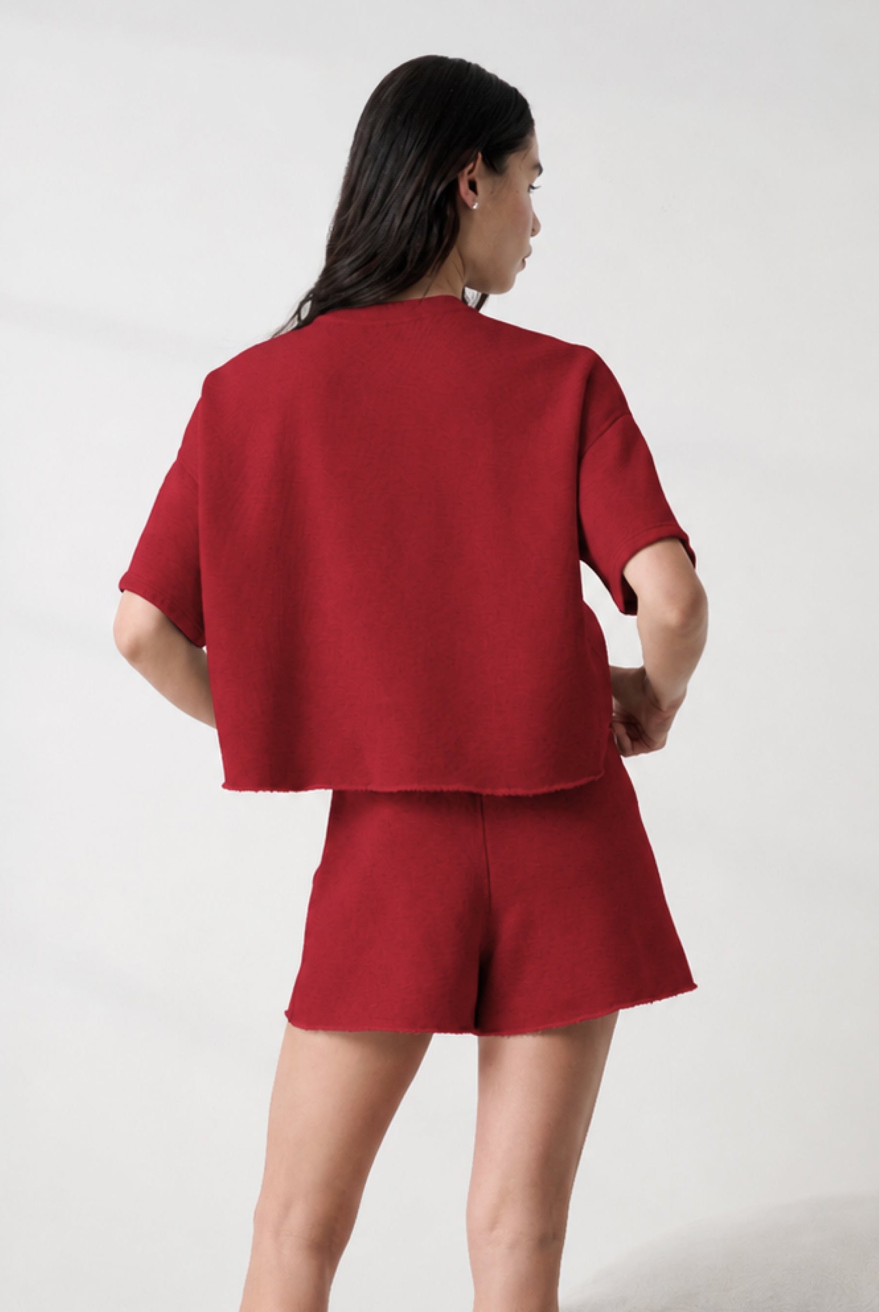 Lunya loungewear - SILKSWEATS™ MIDWEIGHT REVERSIBLE SHORT #CHILI PEPPER