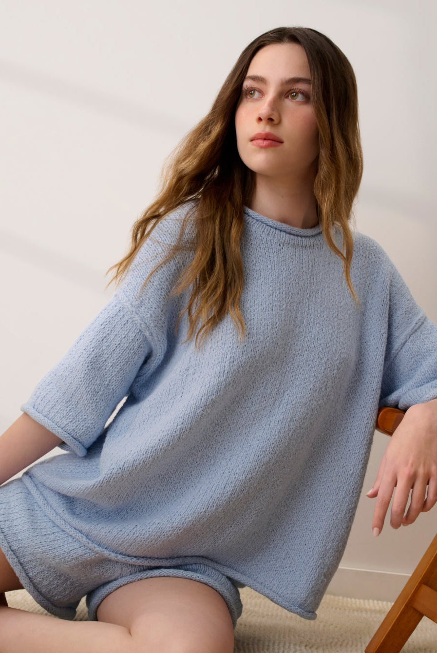 Lunya Loungewear - CLOUD COTTON SWEATER TEE #WHISPER BLUE