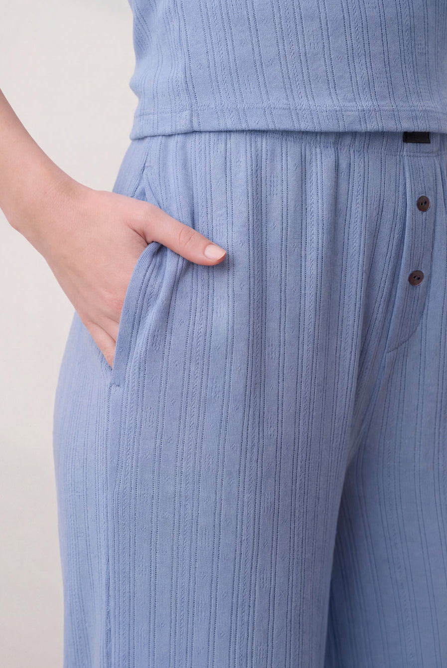 Lunya Loungewear - POINTELLE WIDE LEG PANTS #BLUEBELL BLOOM