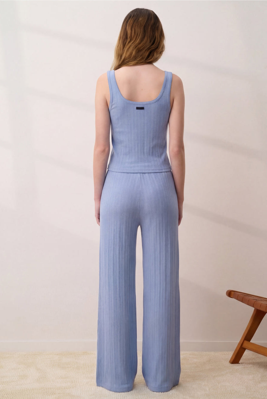 Lunya Loungewear - POINTELLE WIDE LEG PANTS #BLUEBELL BLOOM