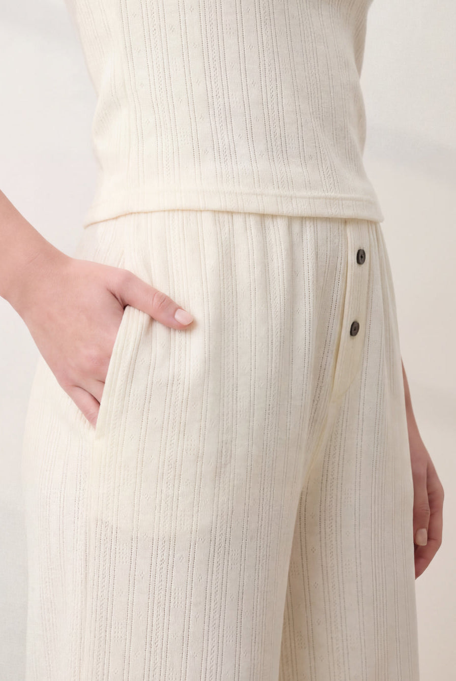 Lunya Loungewear - POINTELLE WIDE LEG PANTS #BUTTERCREAM