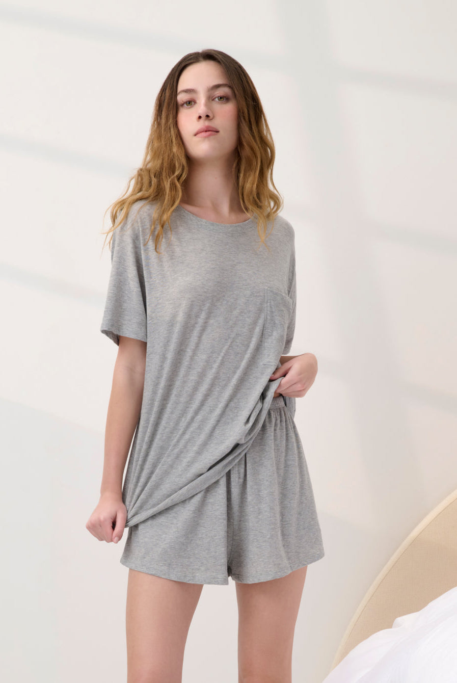 Lunya Pajamas - ORGANIC PIMA TEE SHORT SET #Storm Grey Heather
