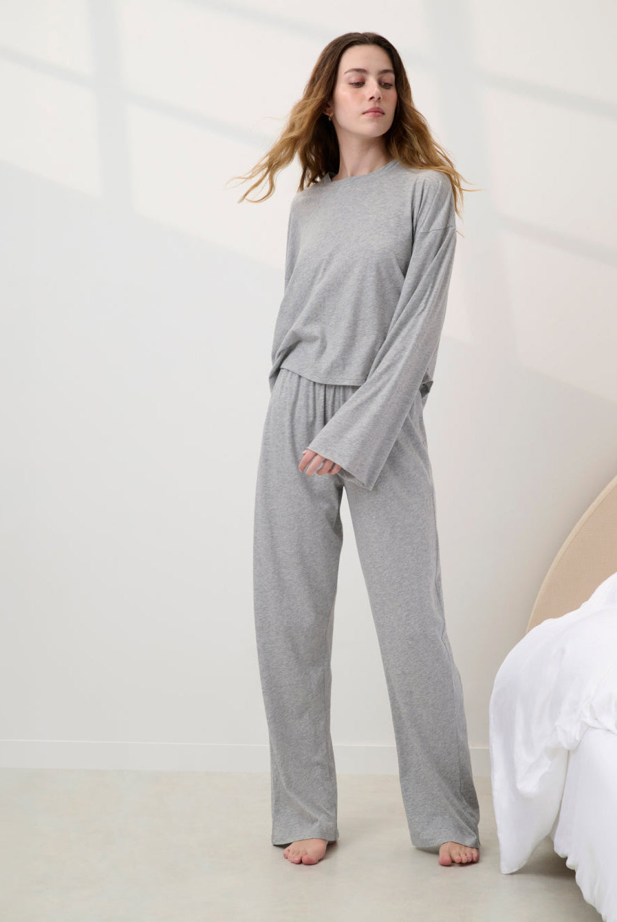 Lunya Pajamas - ORGANIC PIMA WIDE SLEEVE TEE #Storm Grey Heather