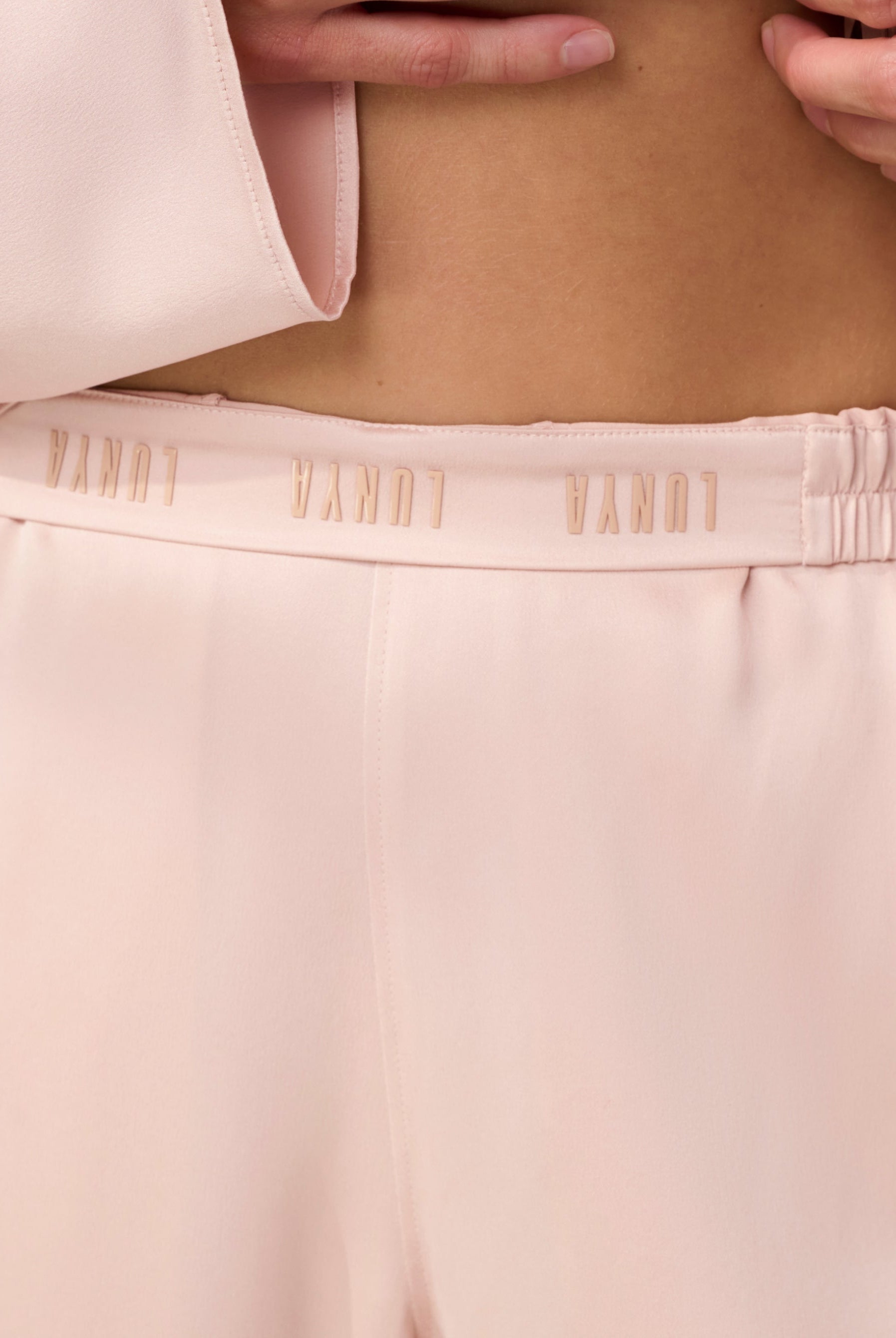 Lunya Pajamas - Washable Silk Tie Front Pant Set #Delicate Pink
