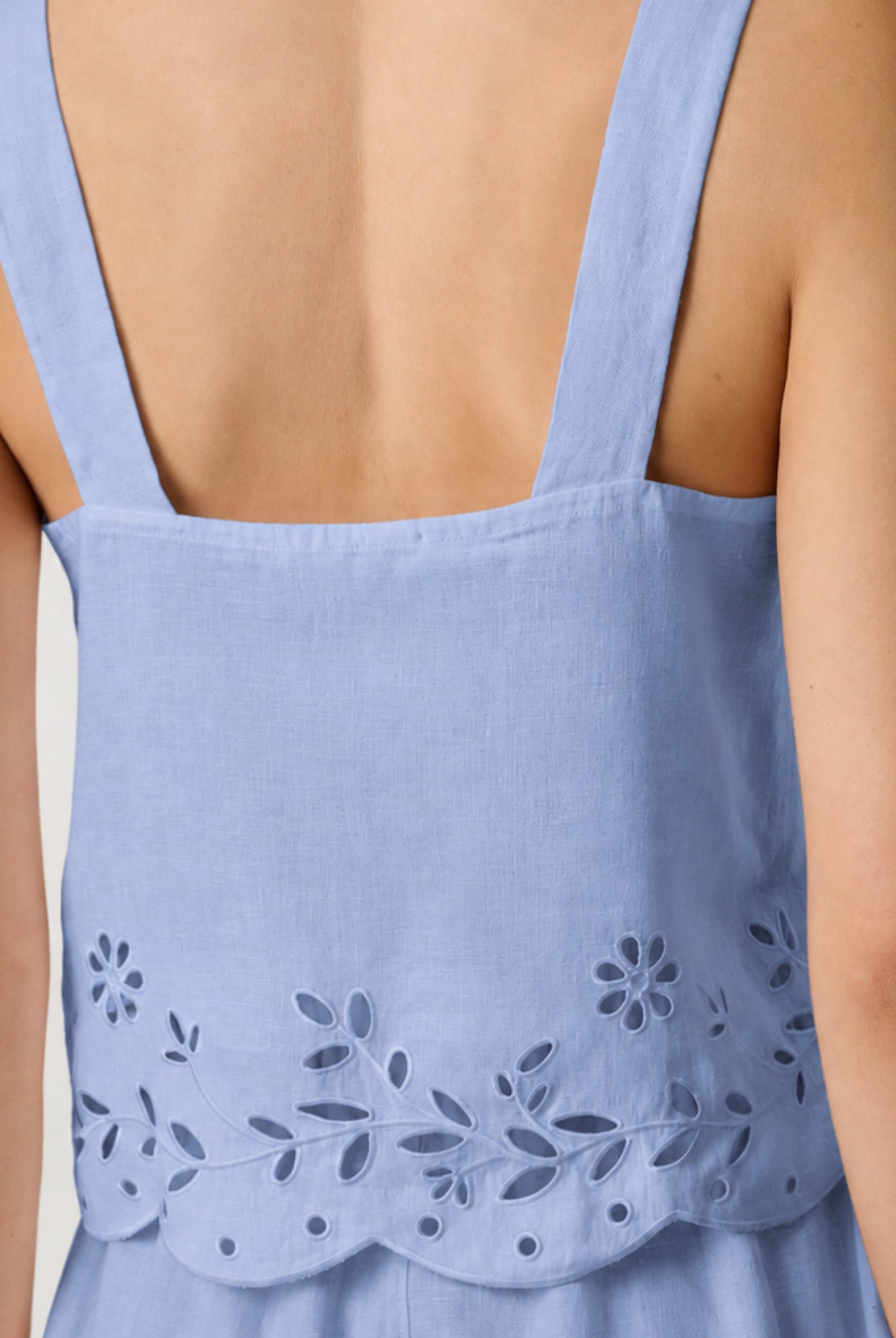 Lunya Pajamas - Linen Embroidered Eyelet Tank - #Whisper Blue
