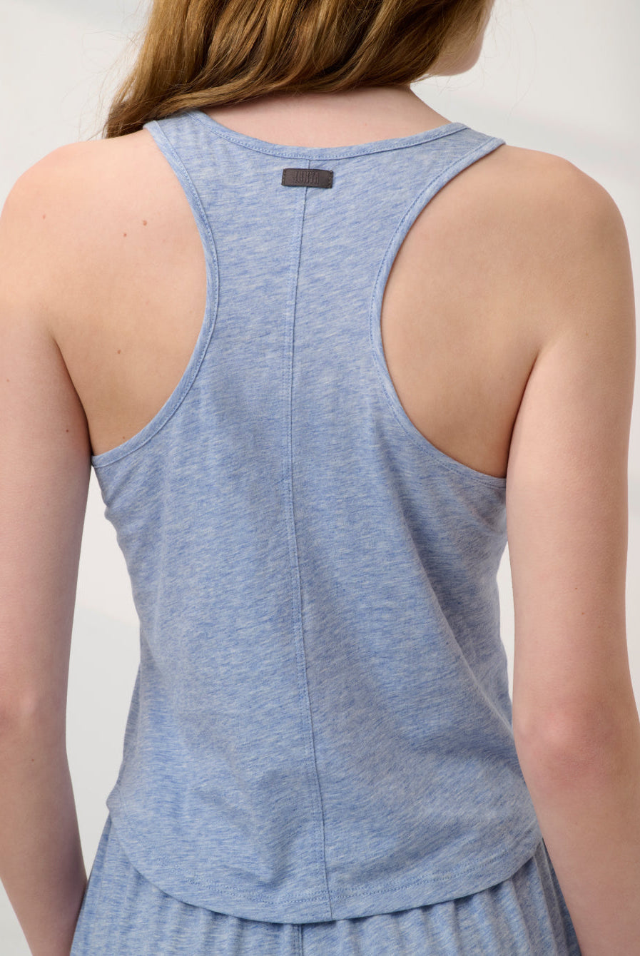 Lunya Pajamas - ORGANIC PIMA CURVED HEM TANK #Cloud Blue Heather