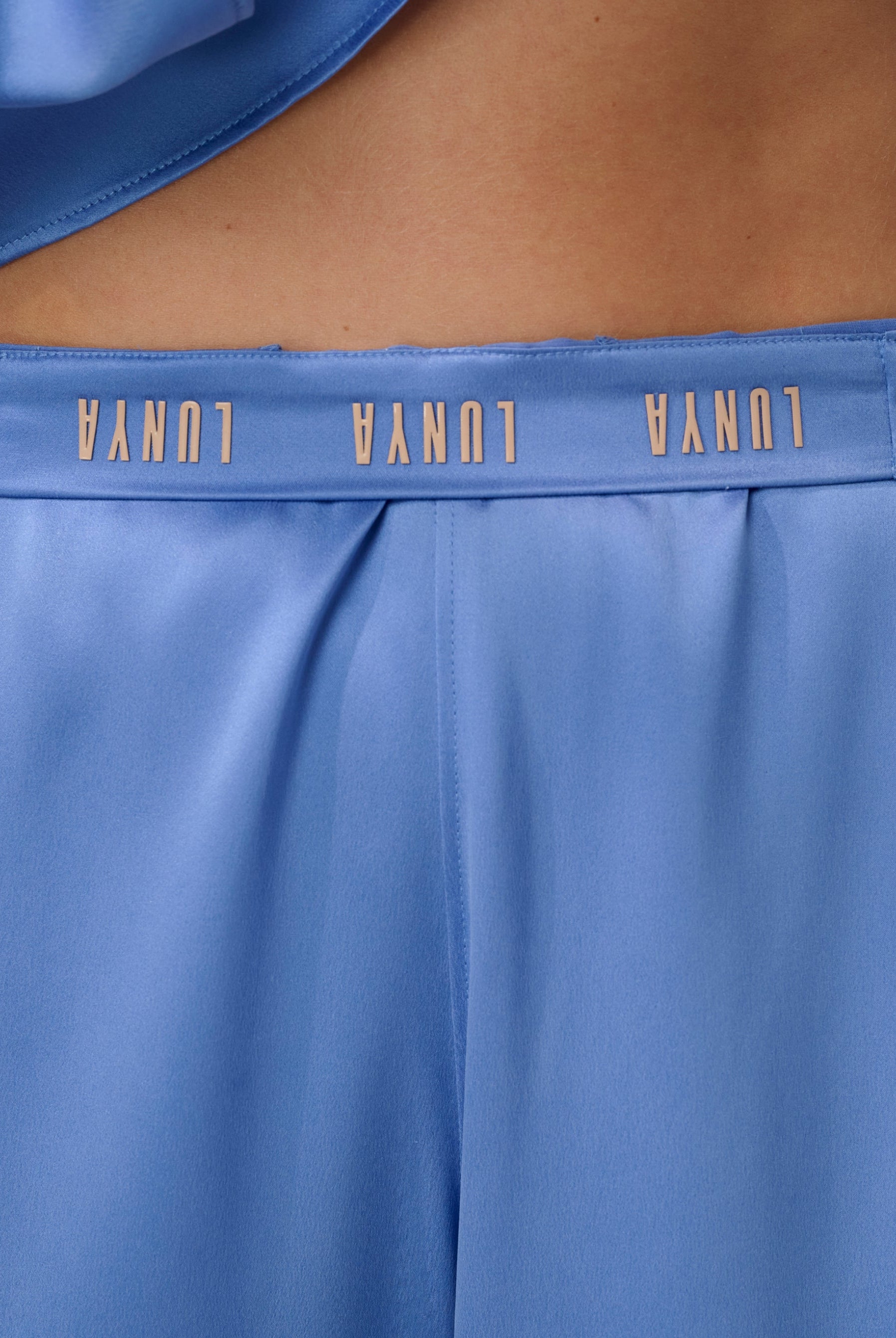 Lunya Pajamas - Washable Silk Tie Front Pant Set #Current Blue