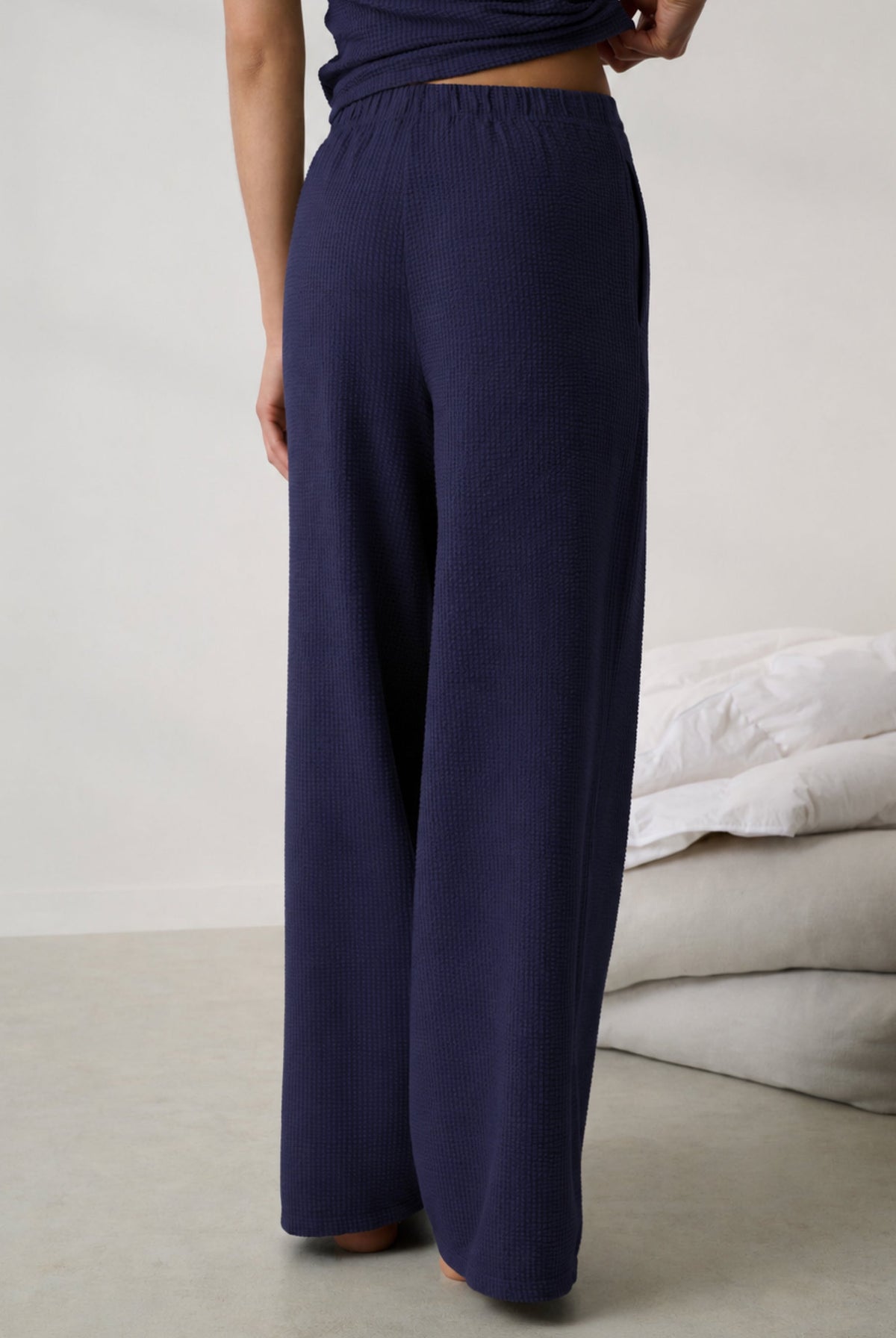 Lunya Pajamas - Organic Cotton Seersucker Pant #Deep Blue