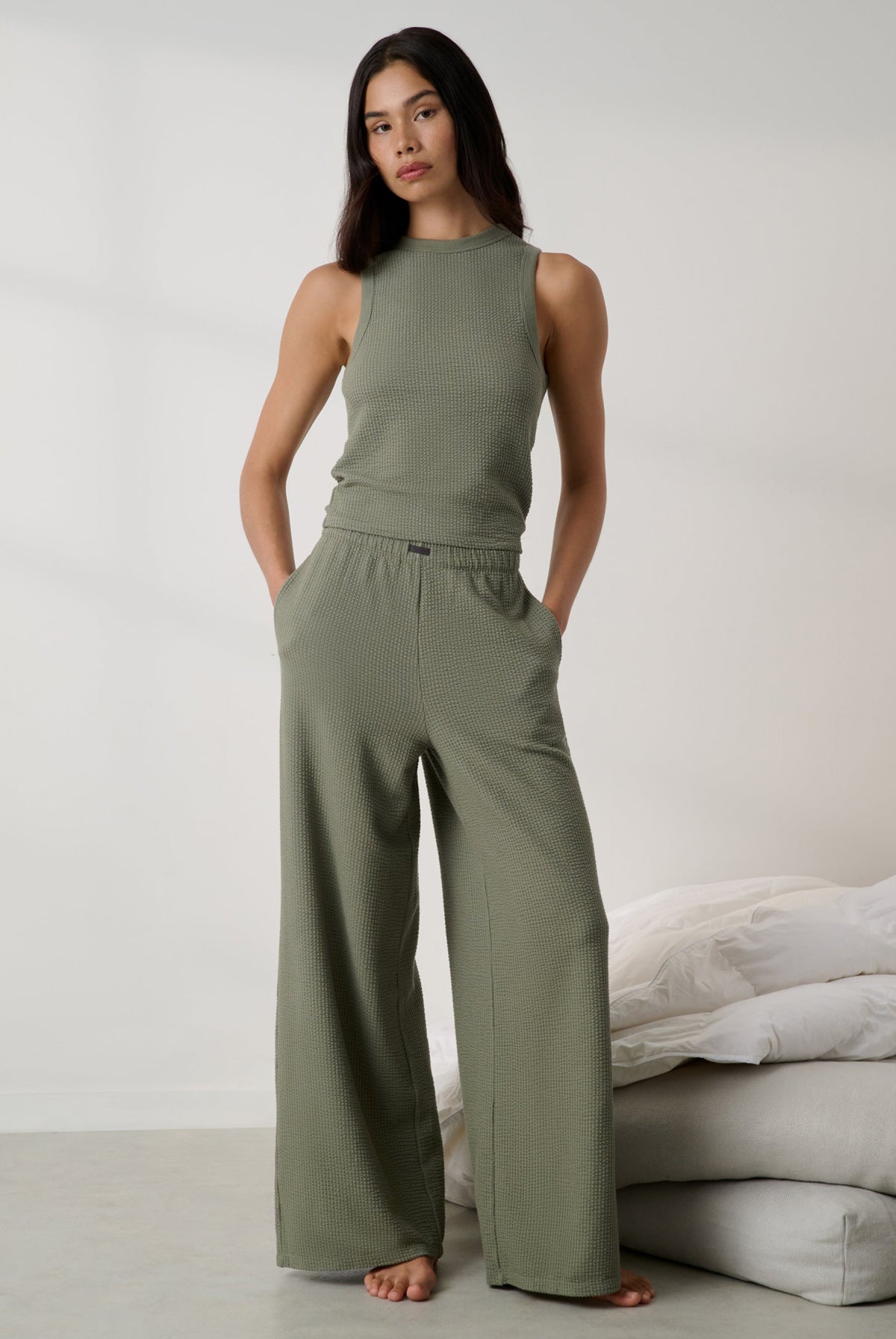 Lunya Pajamas - Organic Cotton Seersucker Pant #Fresh Herb