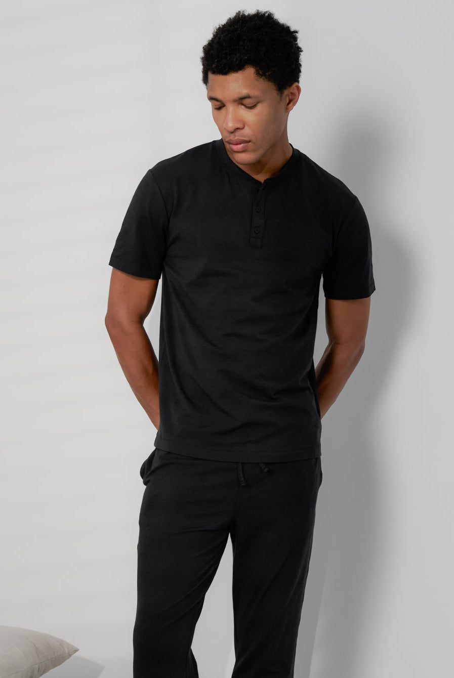 Lunya Pajamas Men's Slumberknit™ Henley Tee - #Immersed Black