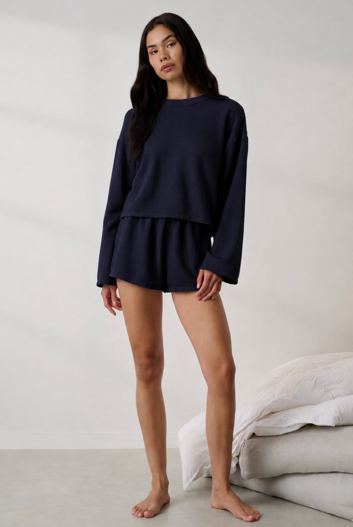 Lunya Pajamas - Organic Cotton Wide Sleeve Top #Deep Blue