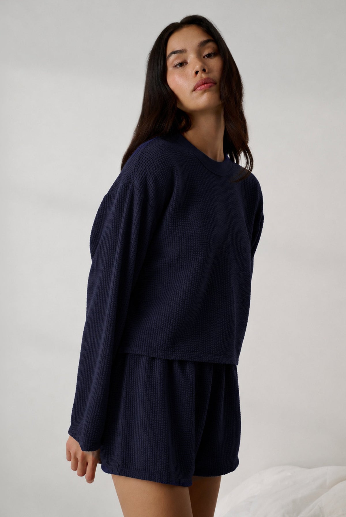 Lunya Pajamas - Organic Cotton Wide Sleeve Top #Deep Blue