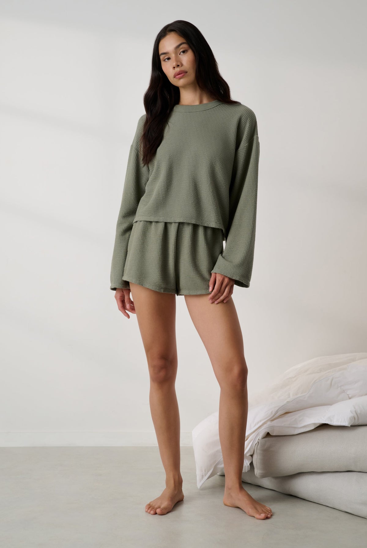 Lunya Pajamas - Organic Cotton Wide Sleeve Top #Fresh Herb
