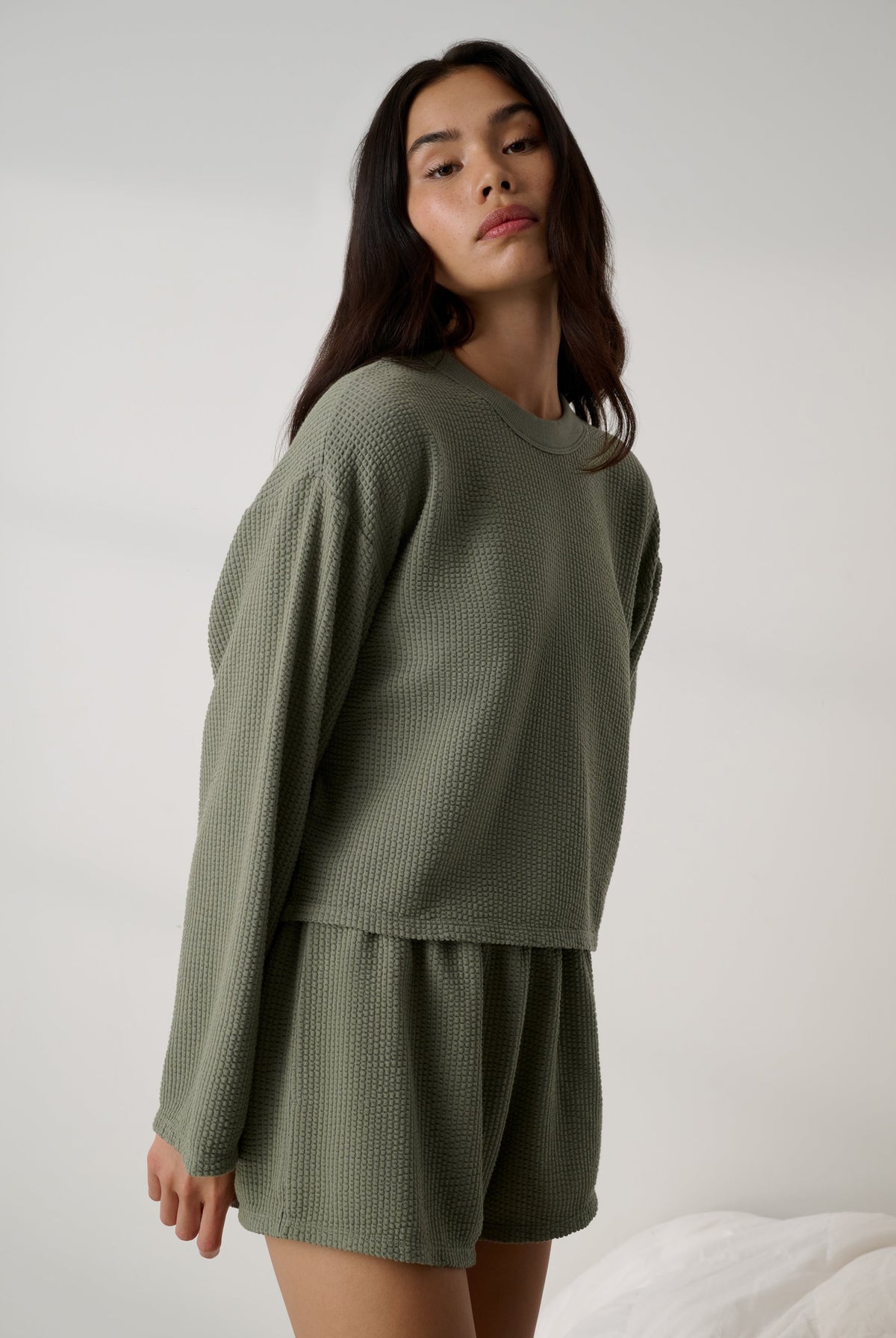 Lunya Pajamas - Organic Cotton Wide Sleeve Top #Fresh Herb