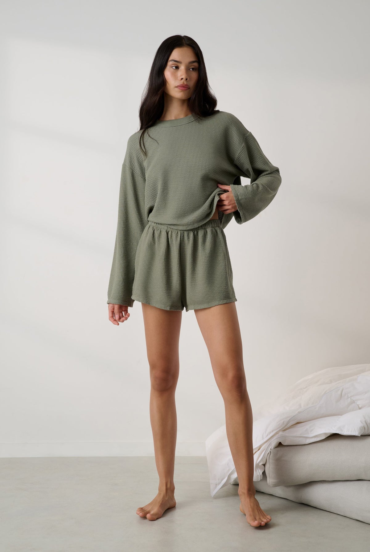 Lunya Pajamas - Organic Cotton Seersucker Short #Fresh Herb