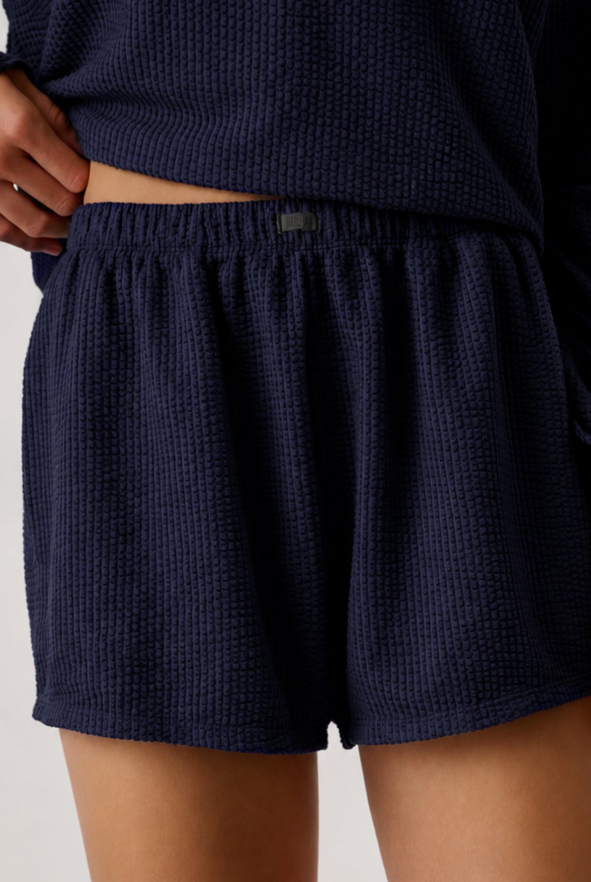 Lunya Pajamas - Organic Cotton Seersucker Short #Deep Blue