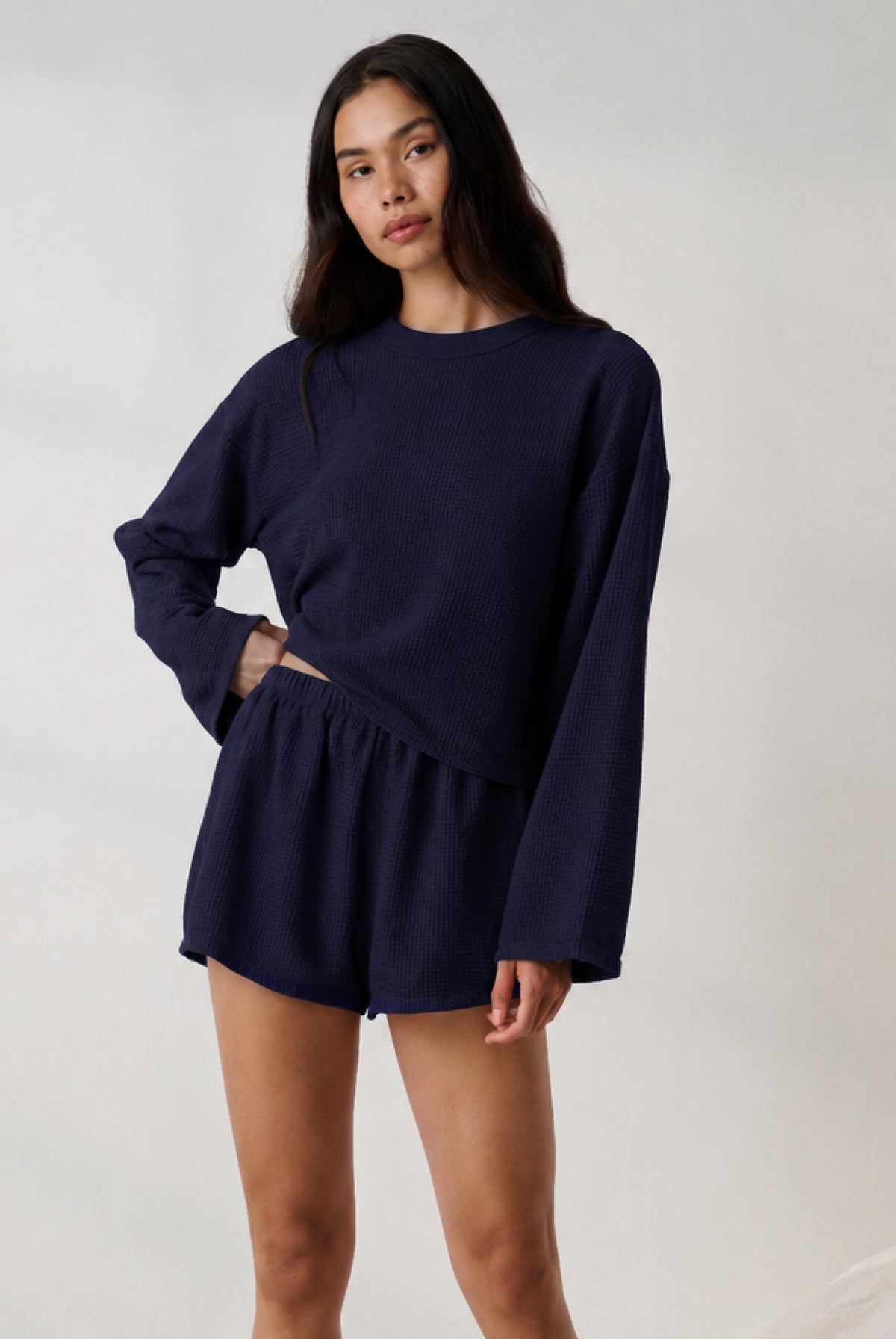 Lunya Pajamas - Organic Cotton Seersucker Short #Deep Blue