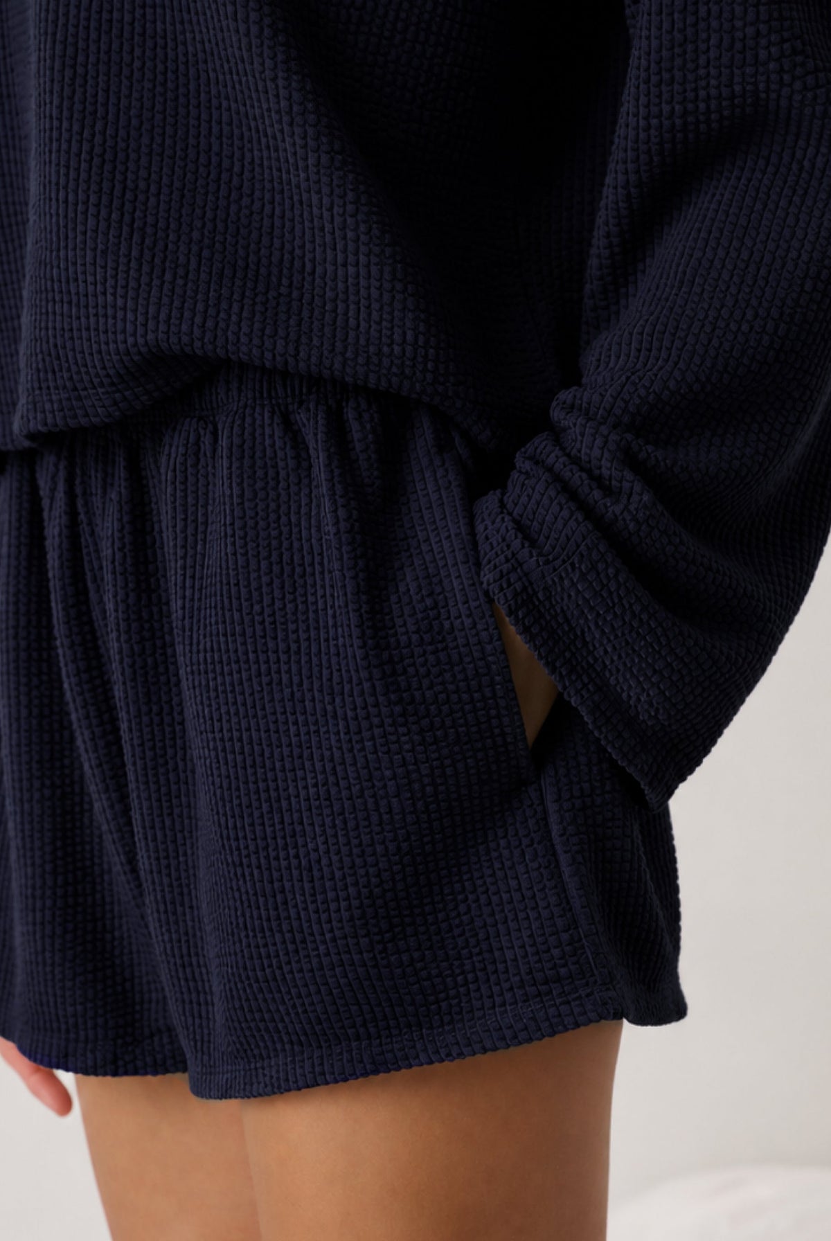 Lunya Pajamas - Organic Cotton Seersucker Short #Deep Blue