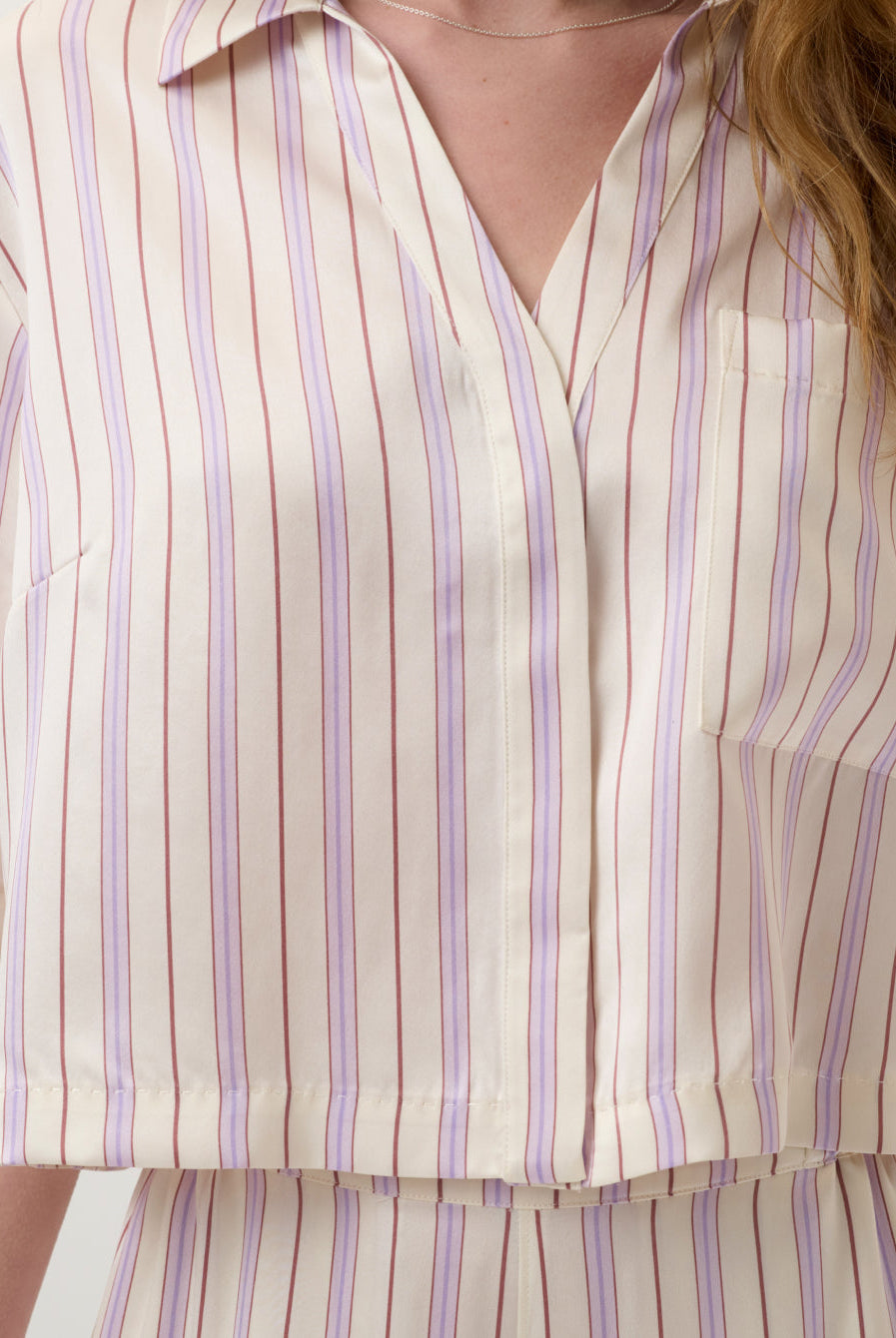 Lunya Pajamas - WASHABLE SILK HIGH RISE PANT SET #Wisteria Stripe