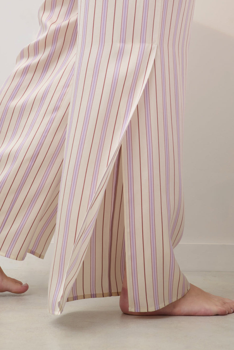 Lunya Pajamas - WASHABLE SILK HIGH RISE PANT SET #Wisteria Stripe