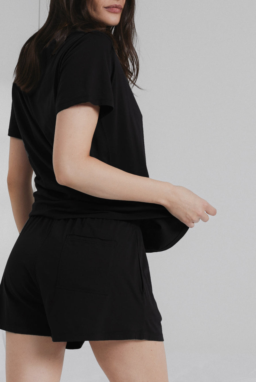 Lunya Pajamas Organic Pima Tee Short Set - #Immersed Black