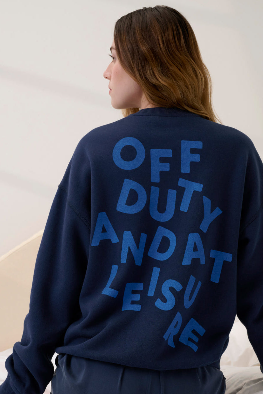 Lunya Loungewear - Silksweats™ Midweight Graphic Sweatshirt Off Duty Leisure #Deep Blue/Azure