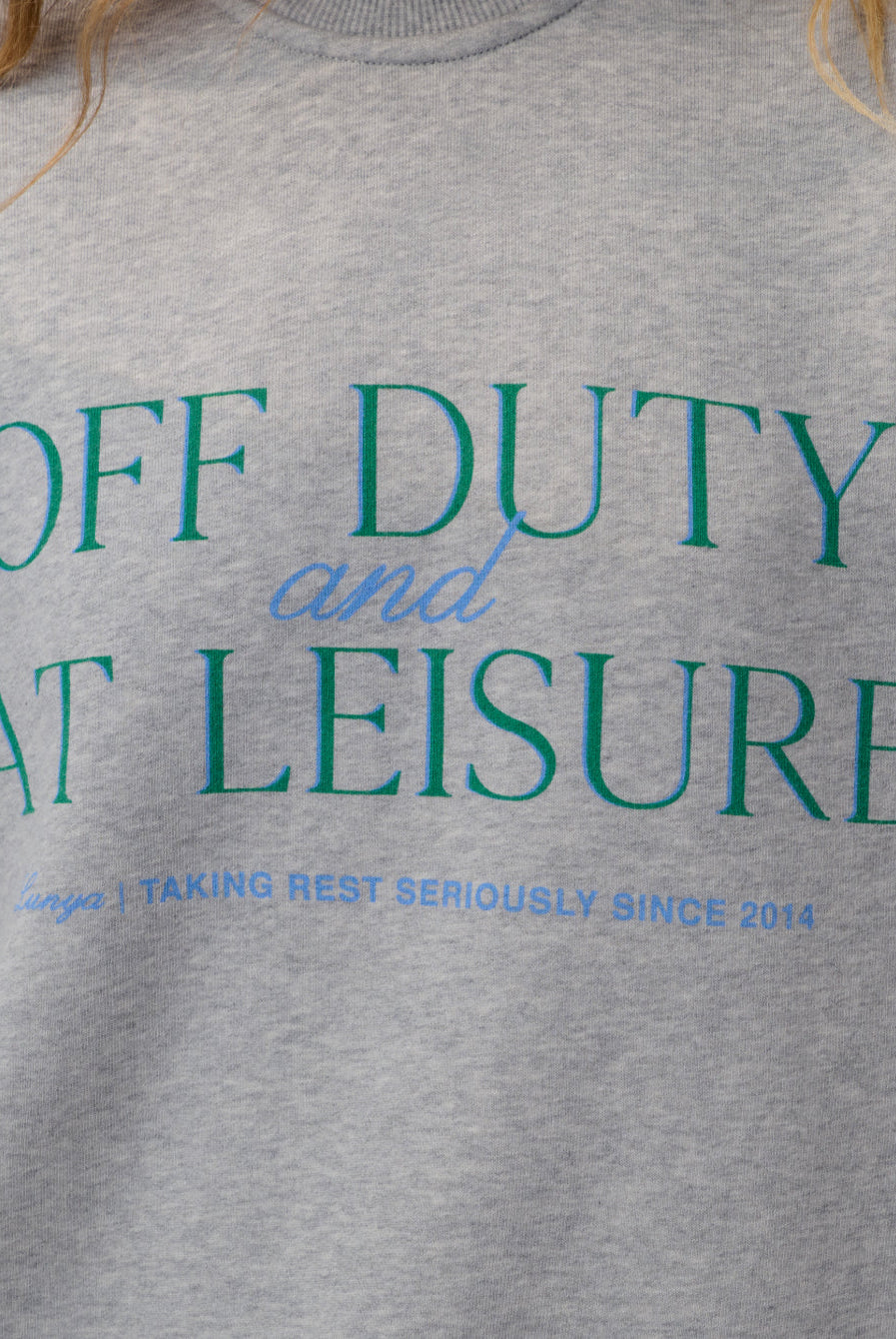 Lunya Loungewear - Silksweats™ Midweight Graphic Sweatshirt Off Duty Leisure #H Grey/Meadow