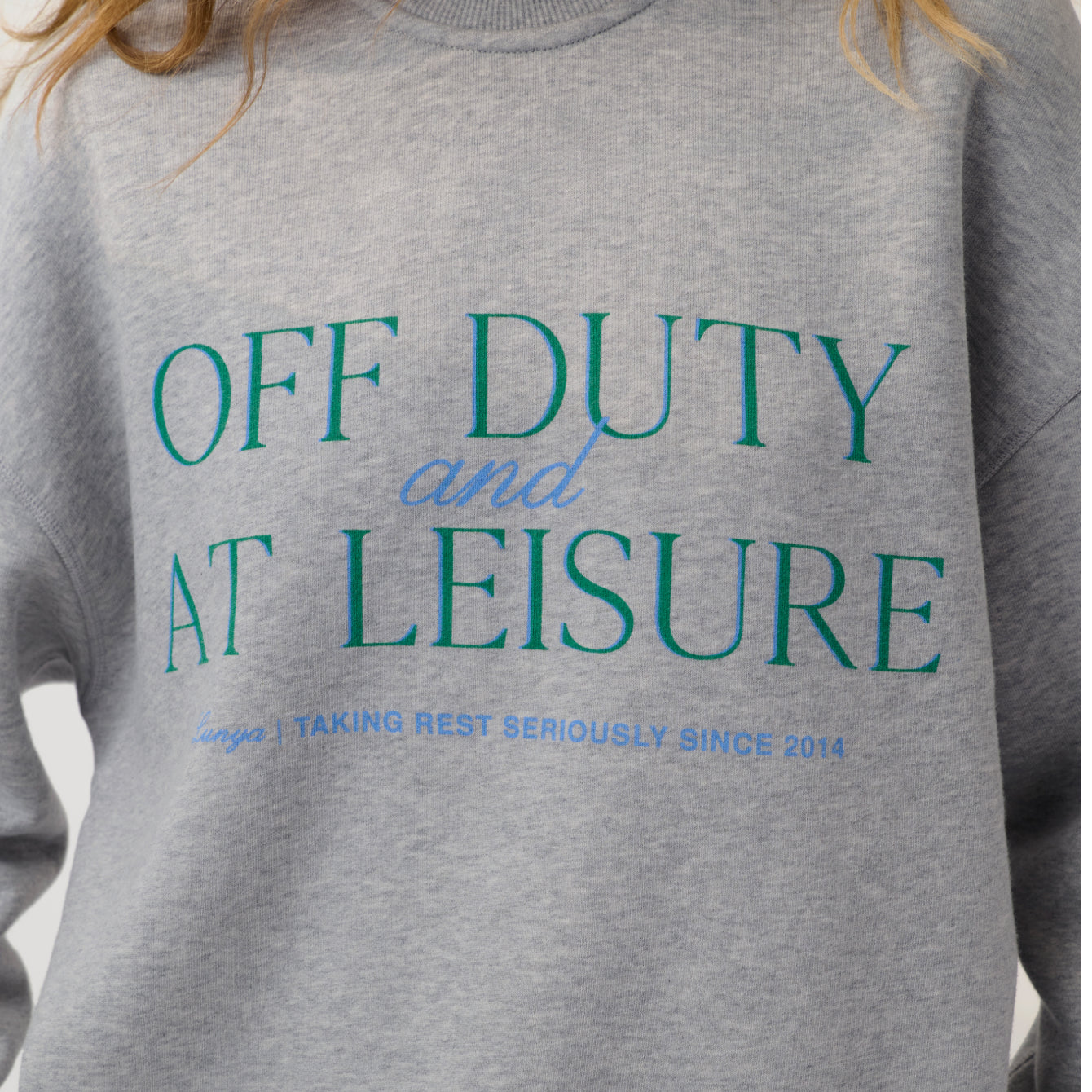 Lunya Loungewear - Silksweats™ Midweight Graphic Sweatshirt Off Duty Leisure #H Grey/Meadow
