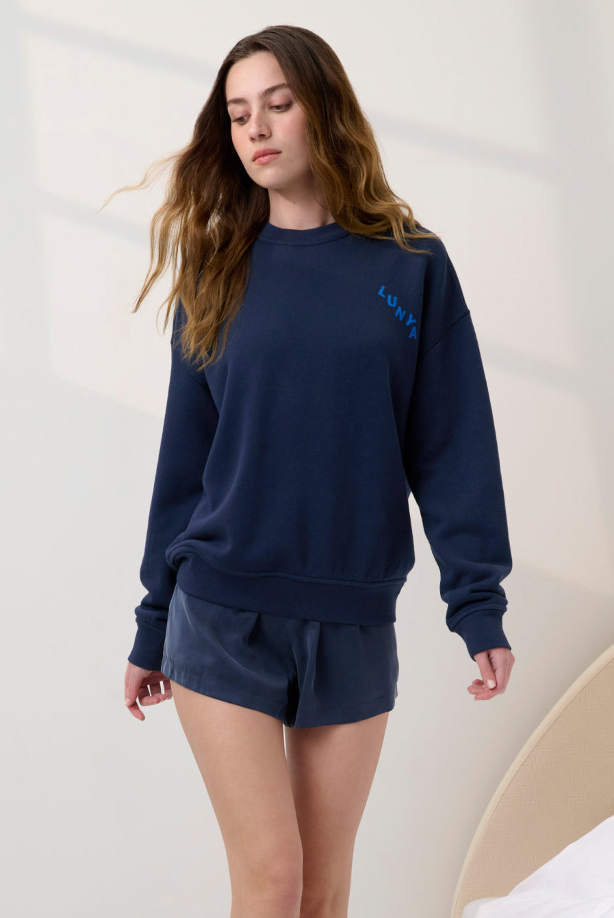 Lunya Loungewear - Silksweats™ Midweight Graphic Sweatshirt Off Duty Leisure #Deep Blue/Azure