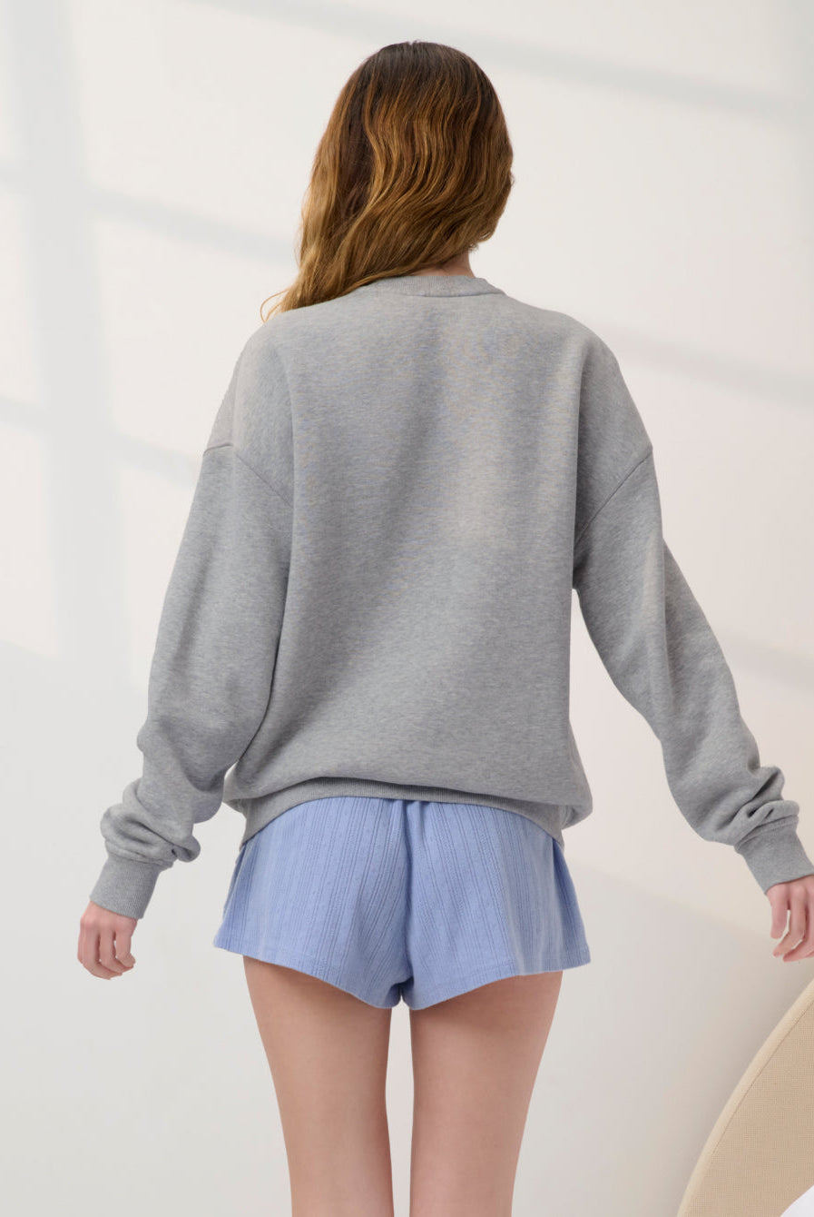 Lunya Loungewear - Silksweats™ Midweight Graphic Sweatshirt Off Duty Leisure #H Grey/Meadow