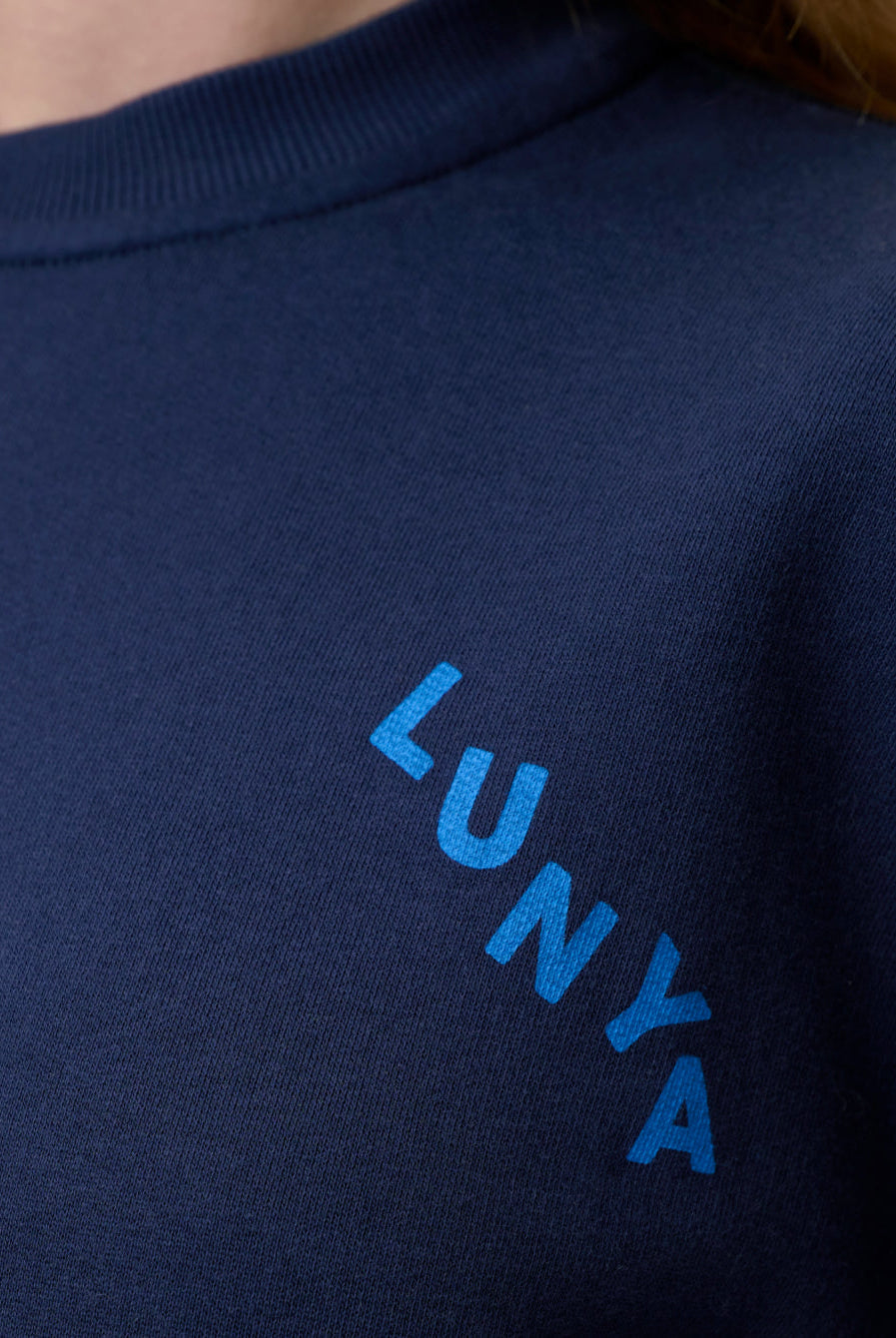 Lunya Loungewear - Silksweats™ Midweight Graphic Sweatshirt Off Duty Leisure #Deep Blue/Azure