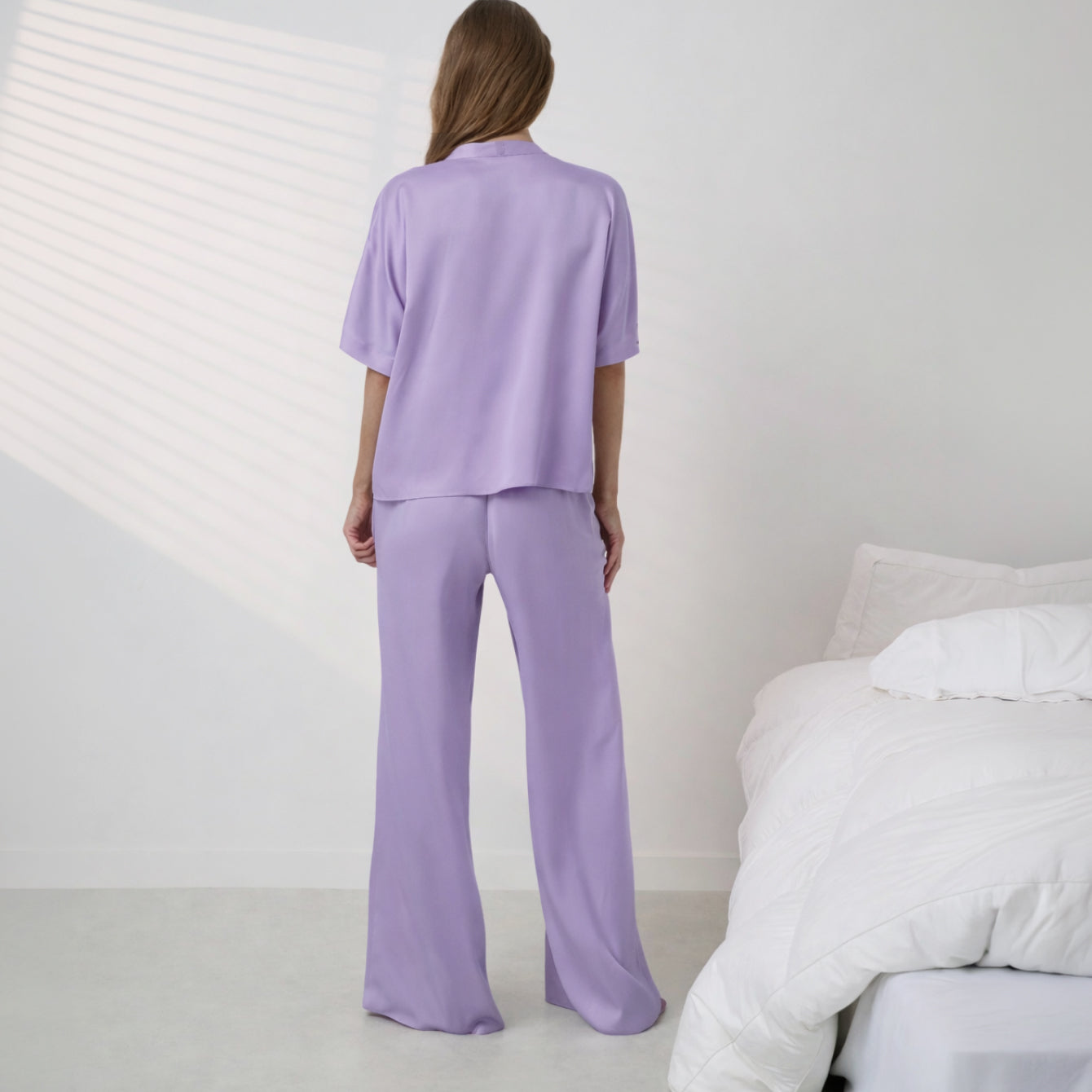Lunya Pajamas - WASHABLE SILK CROSSOVER PANT SET #Morning Wisteria