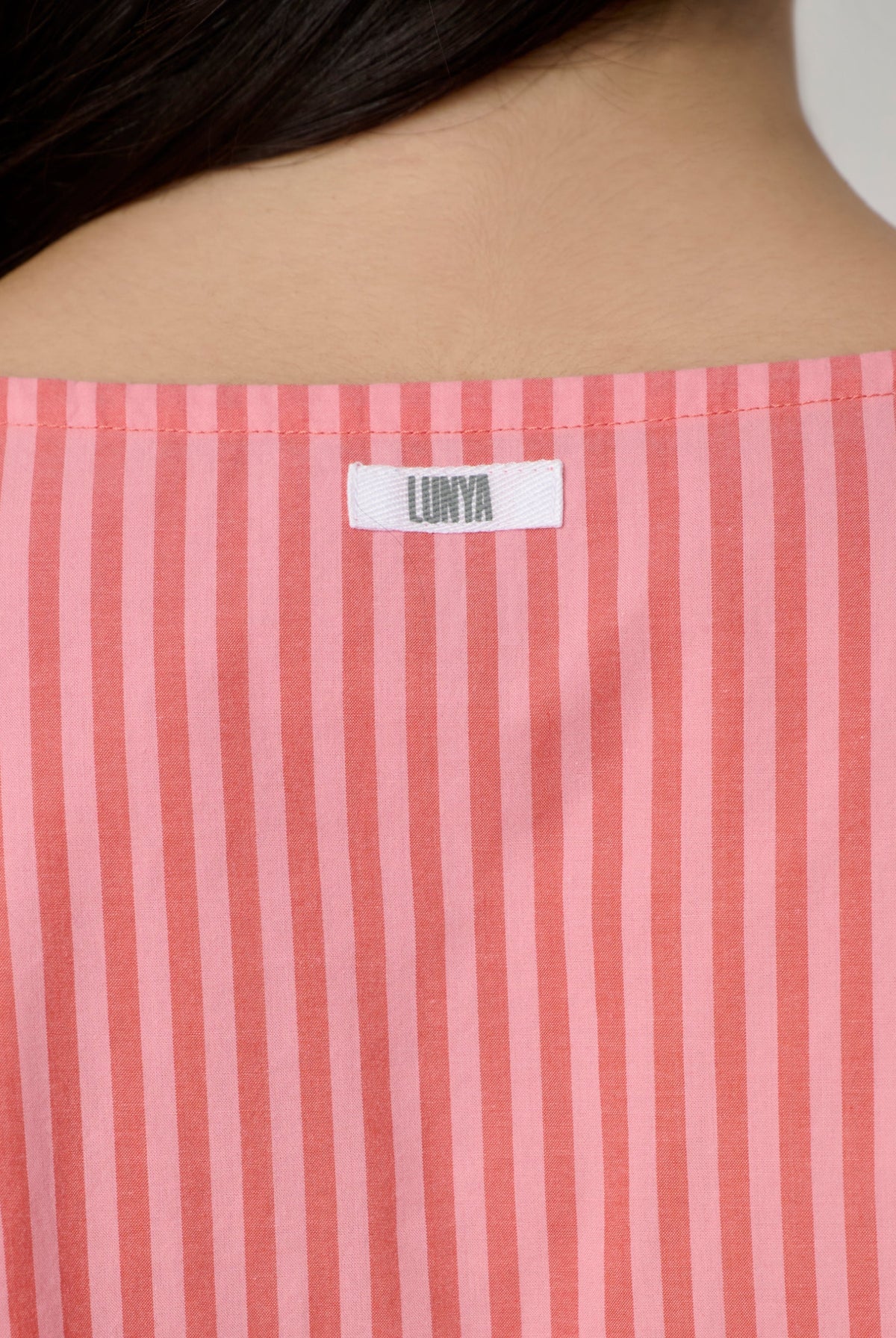 Lunya Pajamas - Airy Cotton Tie Front Top #Sunset Stripe